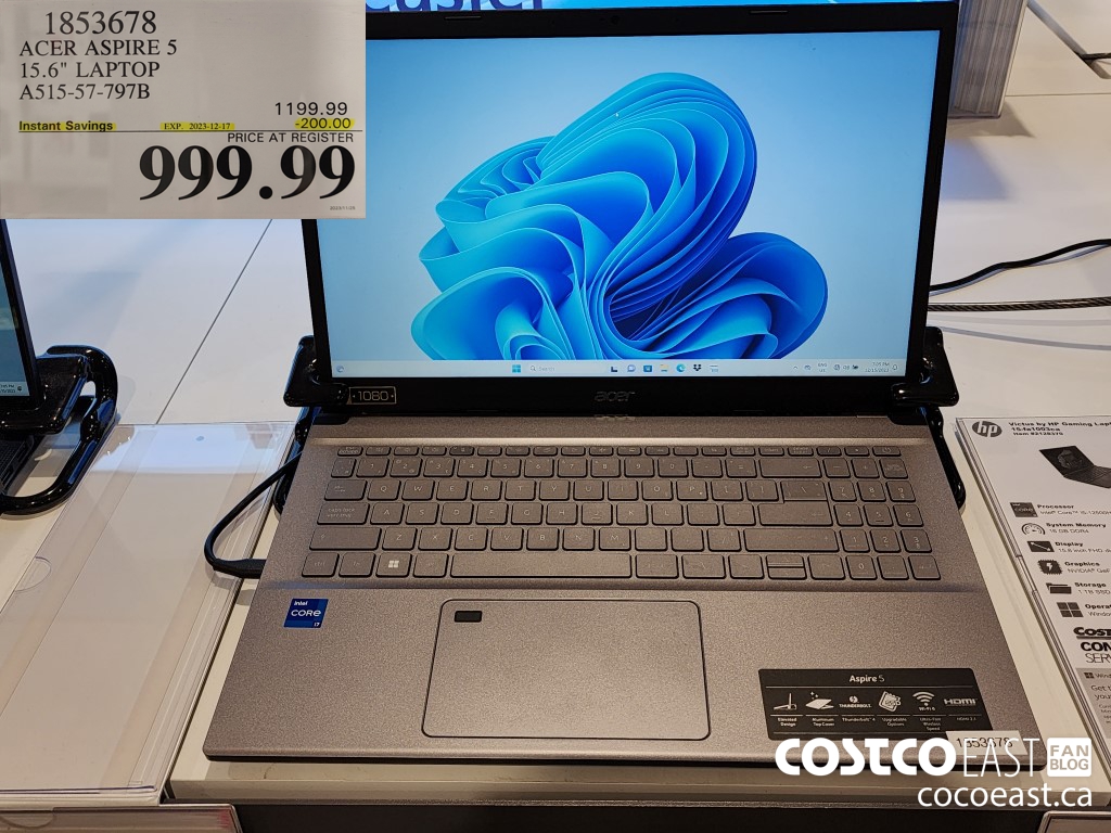 1853678 ACER 15.6IN LAPTOP COMPUTER A515-57-797B ($200.00 INSTANT SAVINGS EXPIRES ON 2023-12-17) $999.99