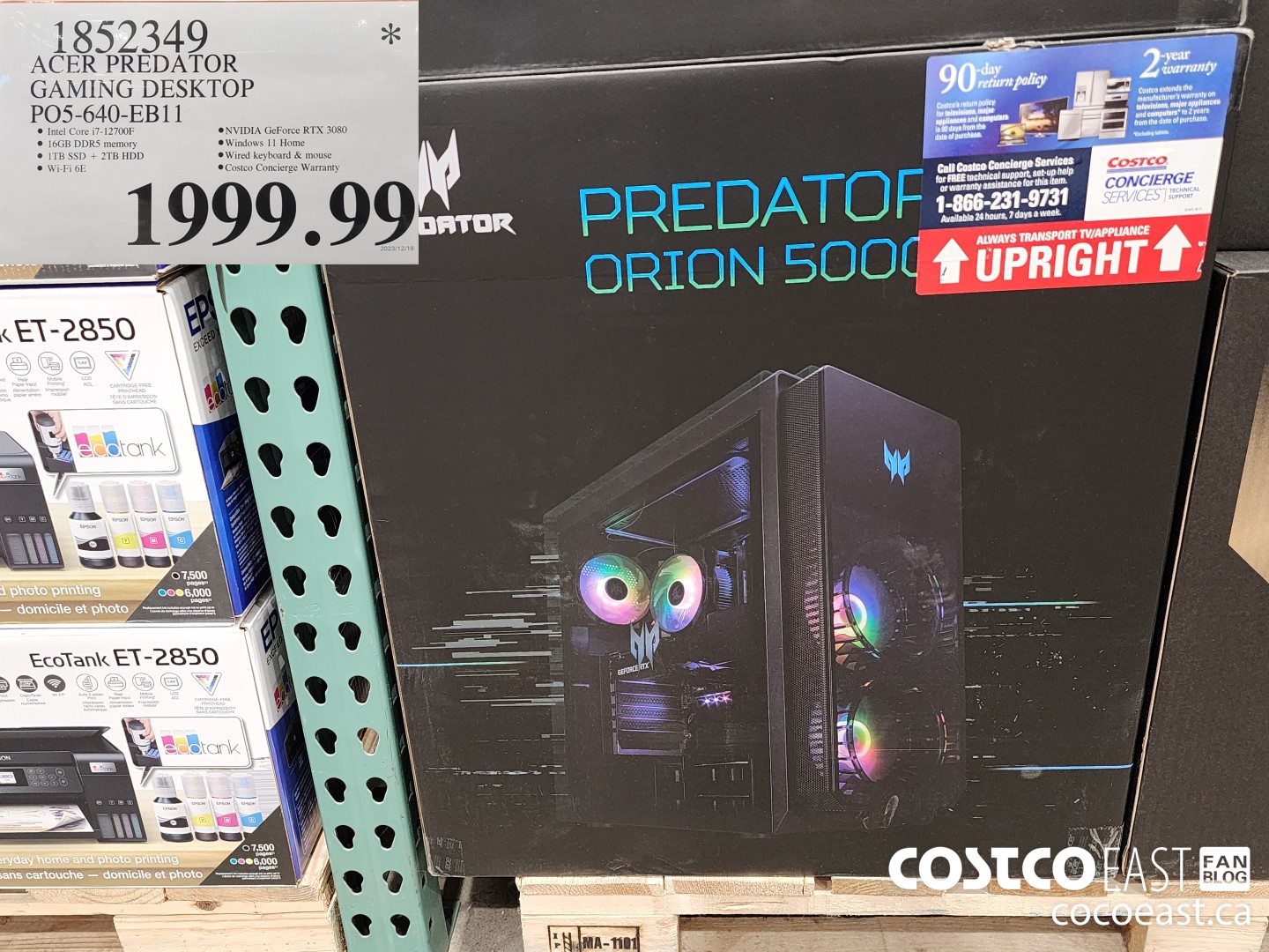 1852349 ACER PREDATOR GAMING DESKTOP PO5-640-EB11 $1999.99