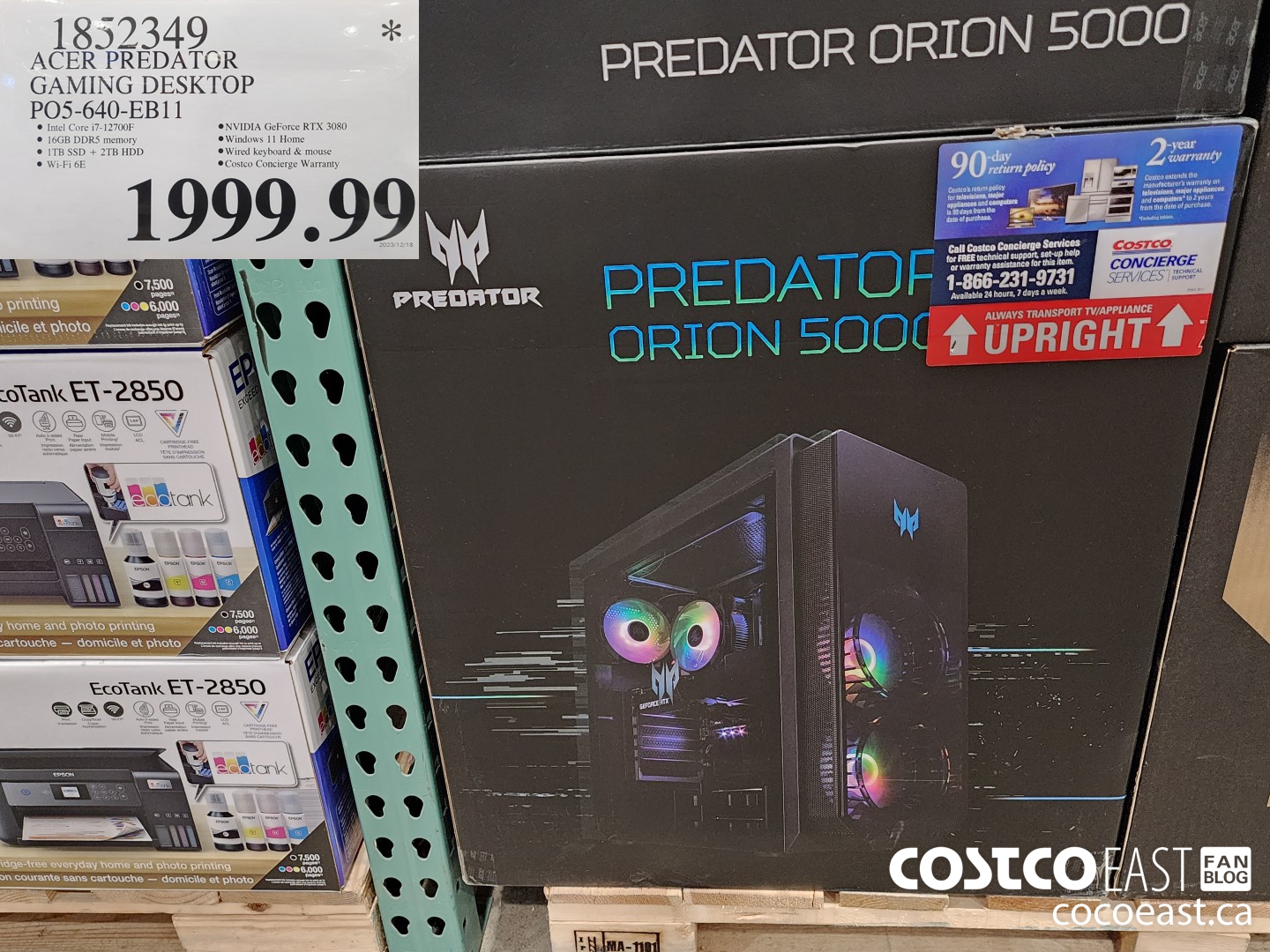 1852349 ACER PREDATOR GAMING DESKTOP PO5-640-EB11 $1999.99