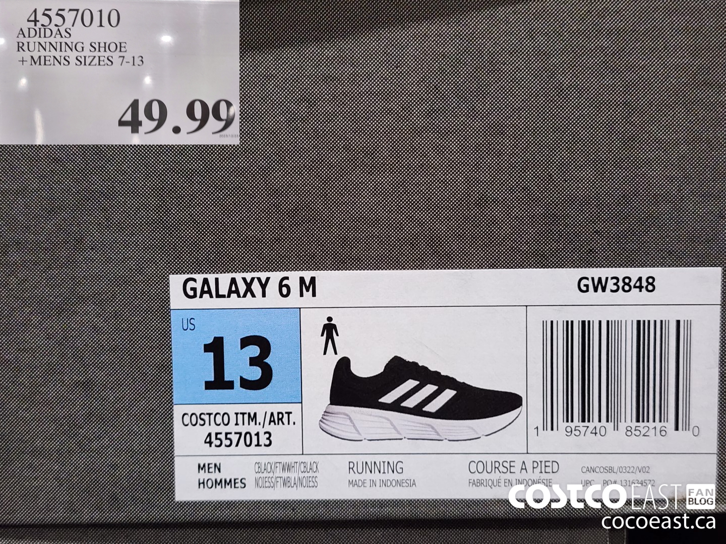 4557010 ADIDAS RUNNING SHOE +MENS SIZES 7-13 $49.99