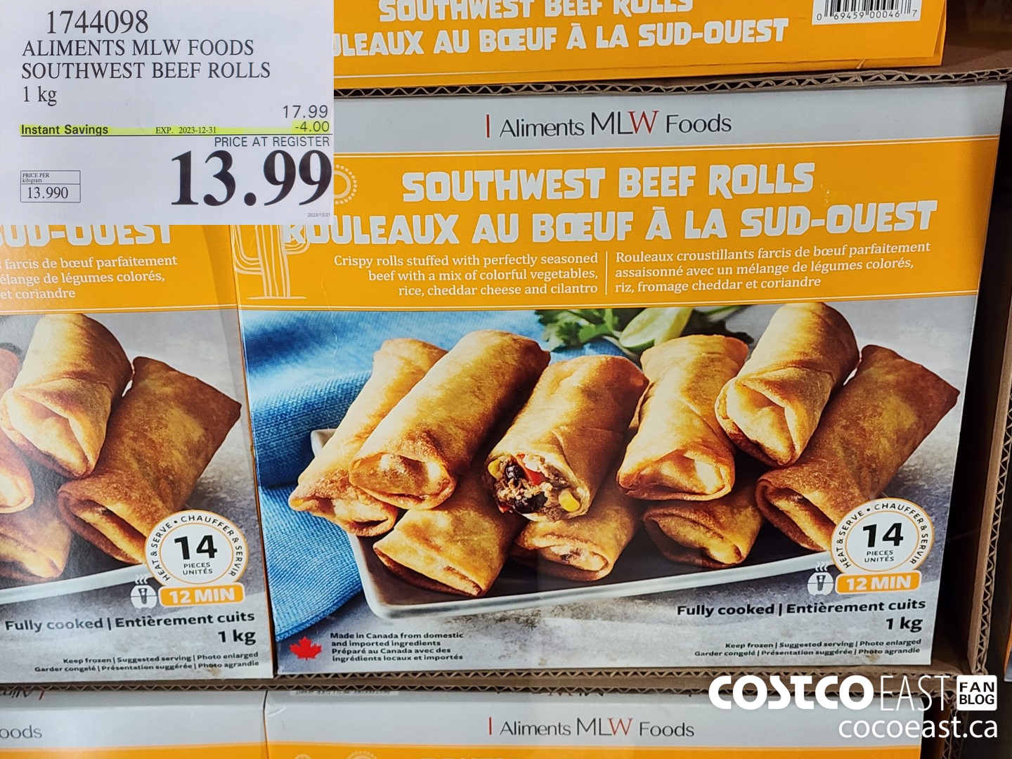 1744098 ALIMENTS MLW FOODS SOUTHWEST BEEF ROLLS 1 KG ($4.00 INSTANT SAVINGS EXPIRES ON 2023-12-31) $13.99