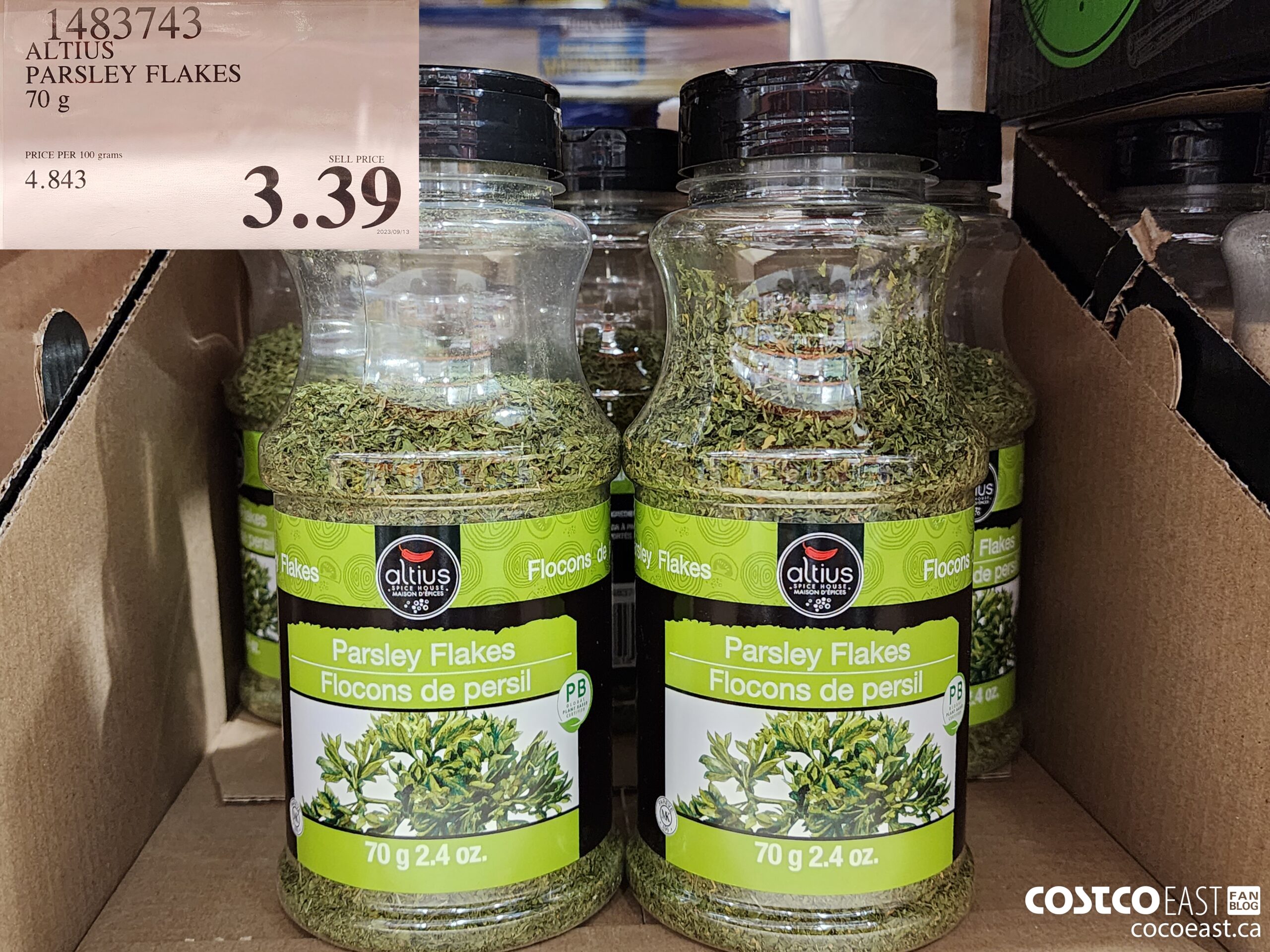1483743 ALTIUS PARSLEY FLAKES 70 G $3.39