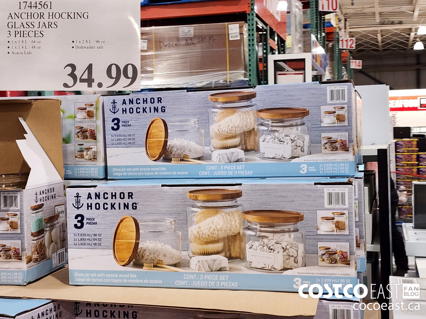 1744561 ANCHOR HOCKING GLASS JARS 3 PIECES $34.99