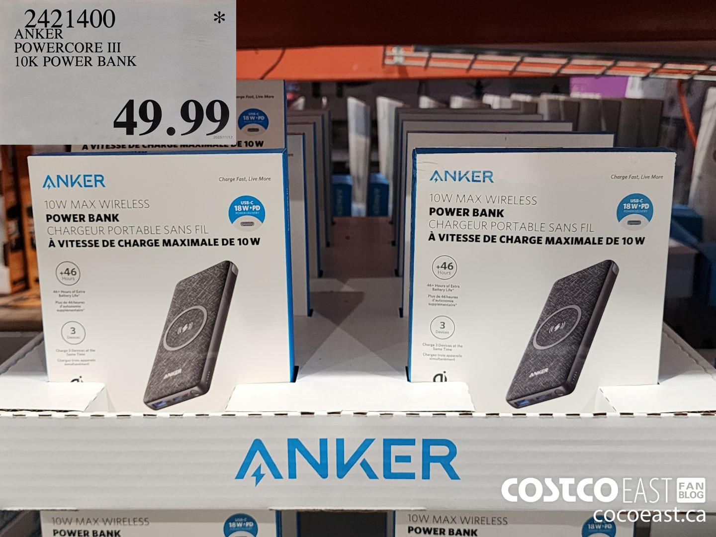 2421400 ANKER POWERCORE III 10K POWER BANK $49.99