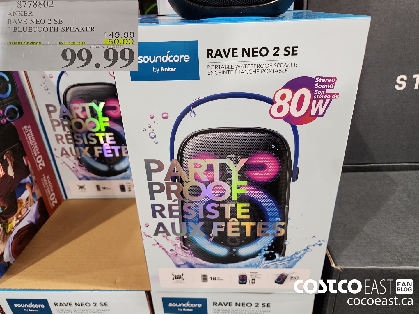 8778802 ANKER RAVE NEO 2 SE BLUETOOTH SPEAKER ($50.00 INSTANT SAVINGS EXPIRES ON 2023-12-17) $99.99