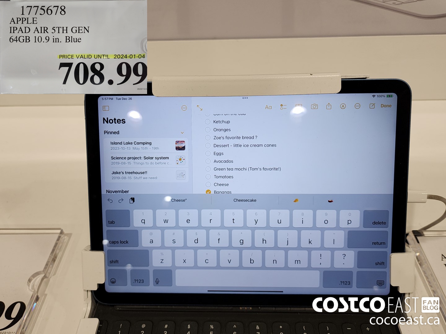 1775678 APPLE IPAD AIR 5TH GEN 64GB 10.9 in. Blue $708.99