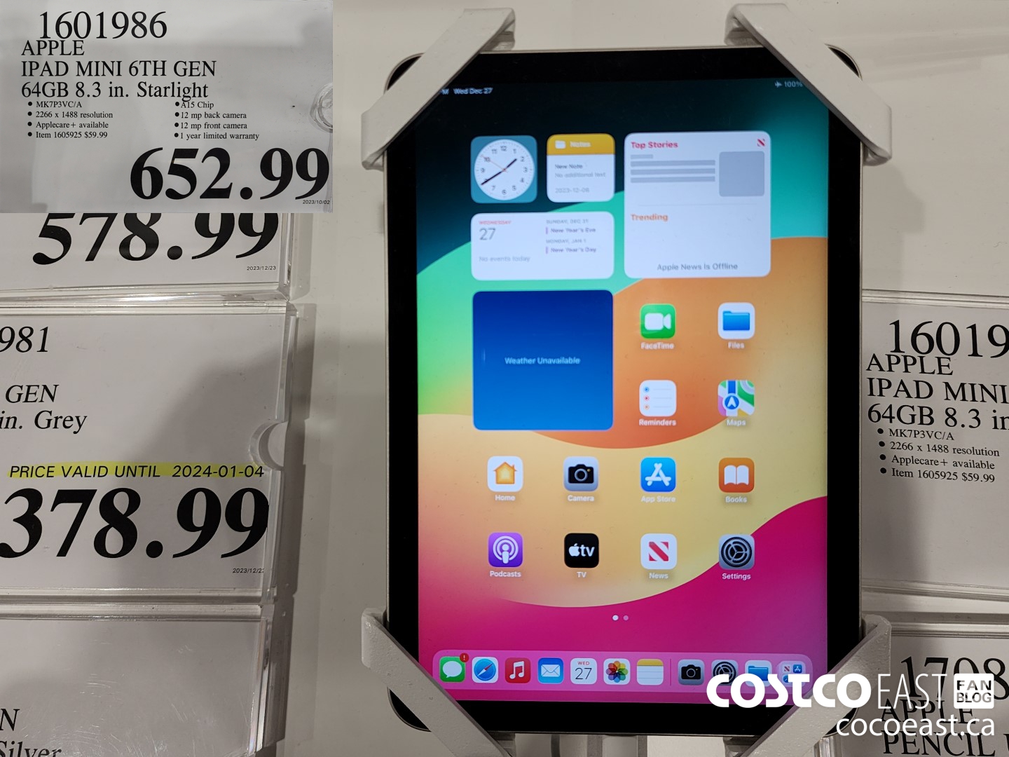 1601986 APPLE IPAD MINI 6TH GEN 64GB 8.3 IN STARLIGHT $652.99