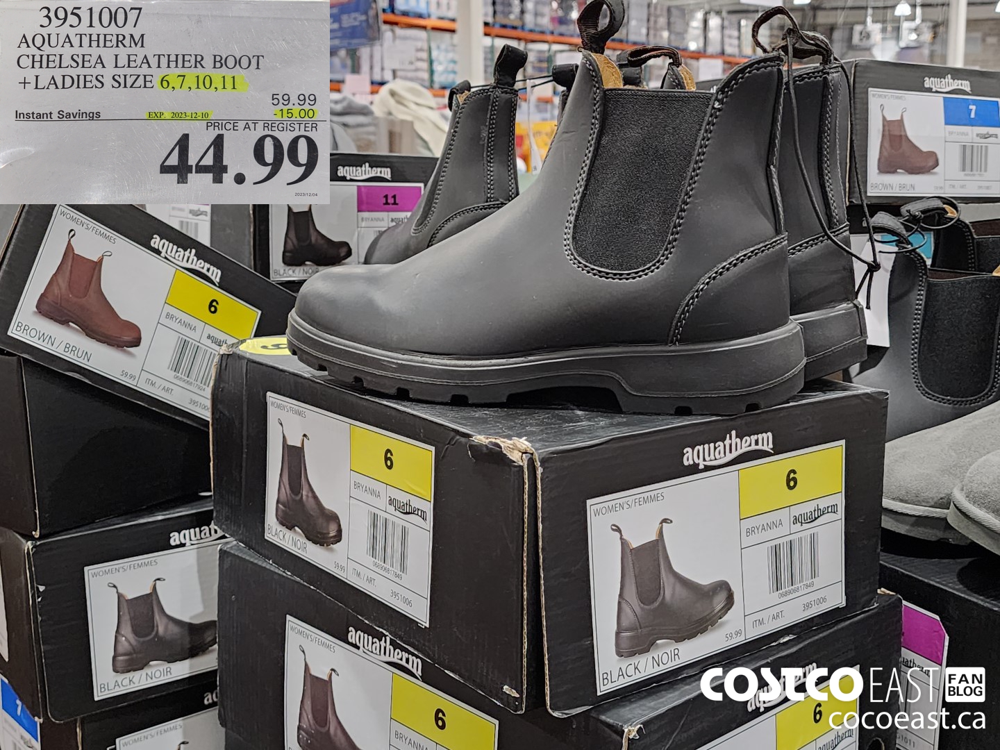 3951007 AQUATHERM CHELSEA LEATHER BOOT +LADIES SIZE 6,7,10,11 ($15.00 INSTANT SAVINGS EXPIRES ON 2023-12-10) $44.99