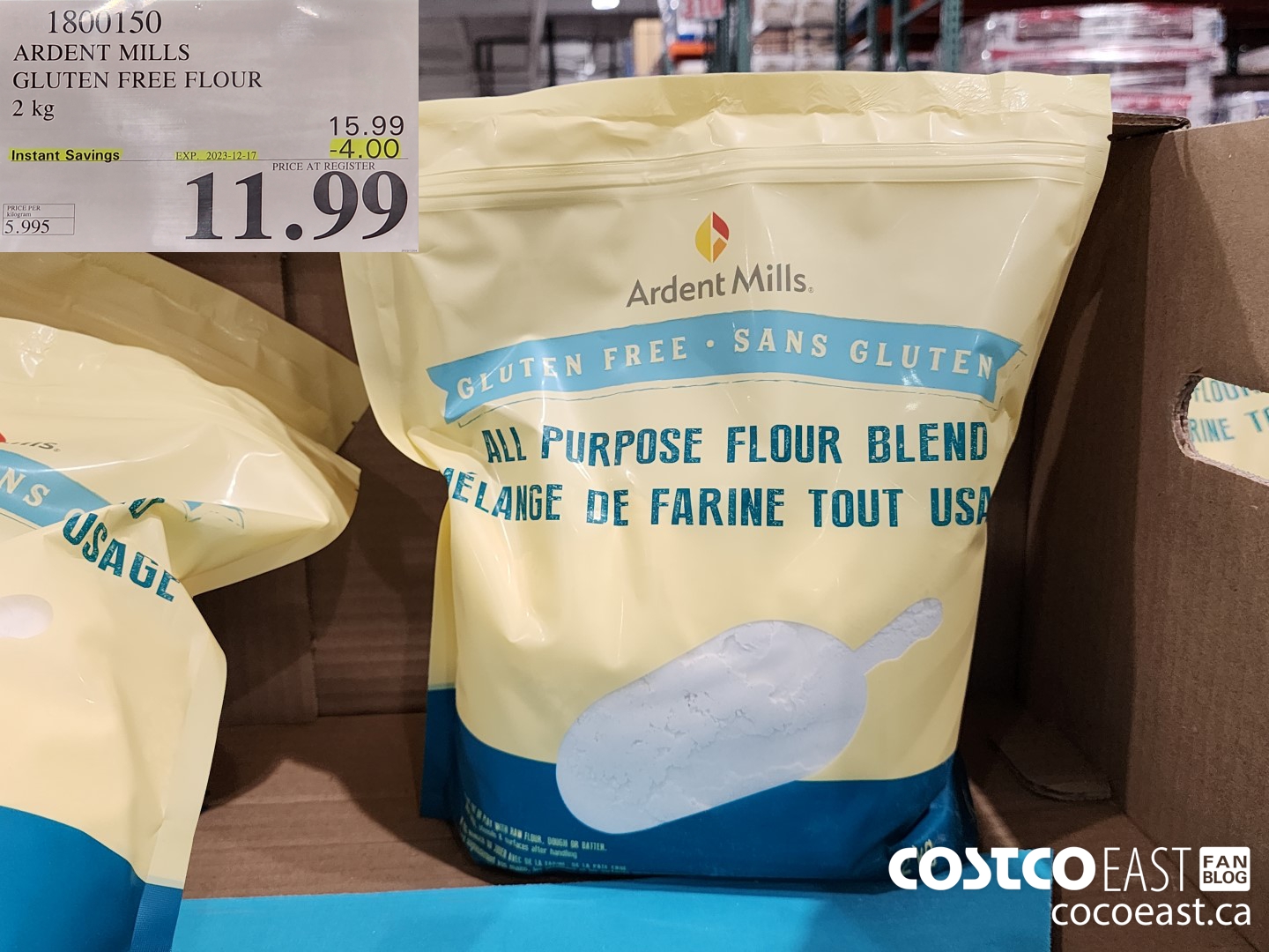 1800150 ARDENT MILLS GLUTEN FREE FLOUR 2 kg ($4.00 INSTANT SAVINGS EXPIRES ON 2023-12-17) $11.99