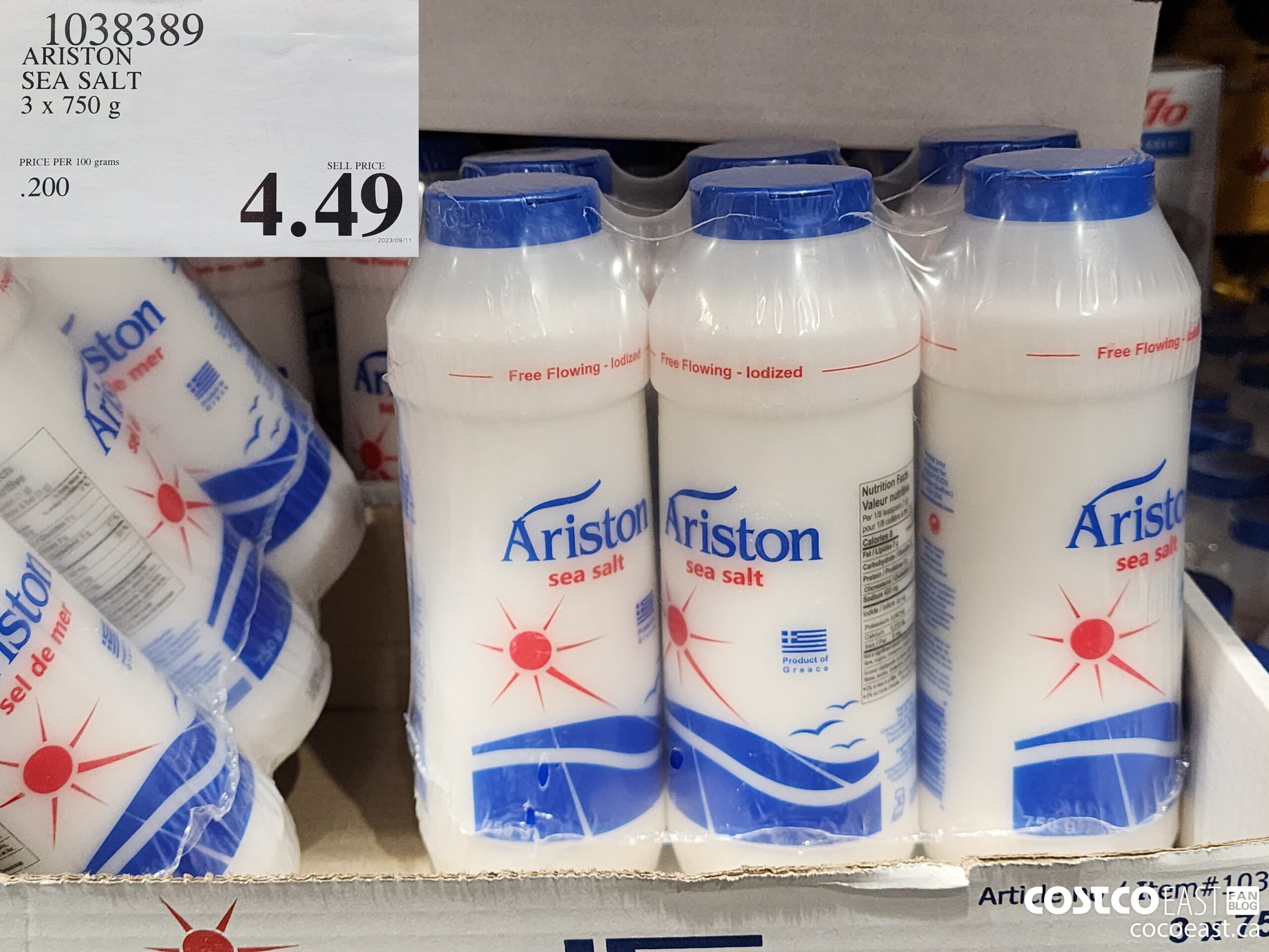 1038389 ARISTON SEA SALT 3 x 750 g $4.49