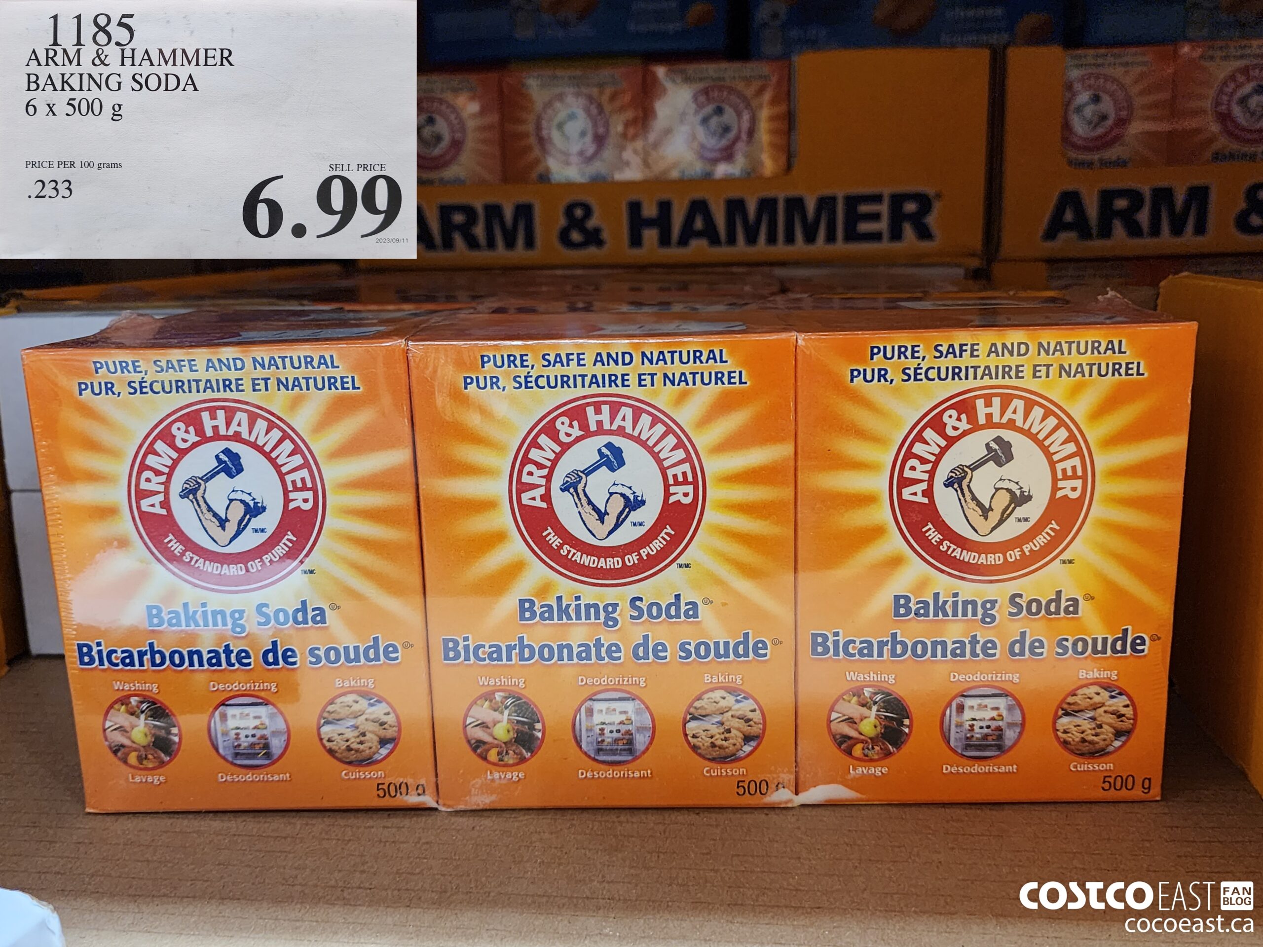 1185 ARM & HAMMER BAKING SODA 6 X 500 G $6.99