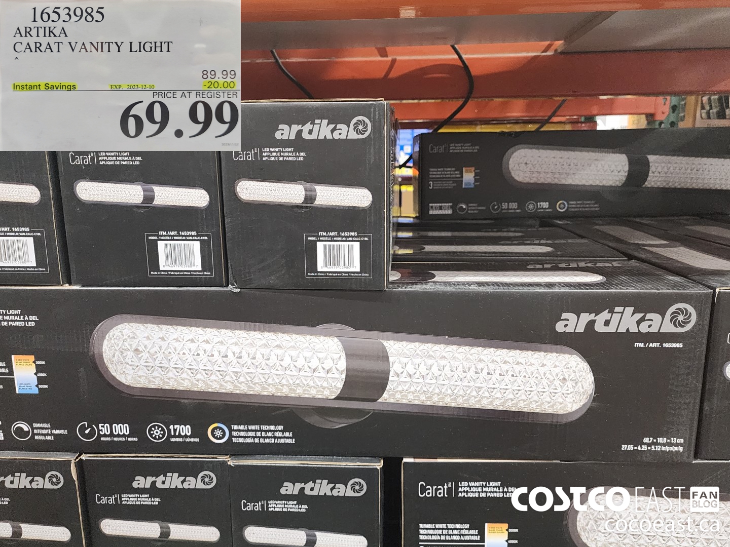 1653985 ARTIKA CARAT VANITY LIGHT ($20.00 INSTANT SAVINGS EXPIRES ON 2023-12-10) $69.99