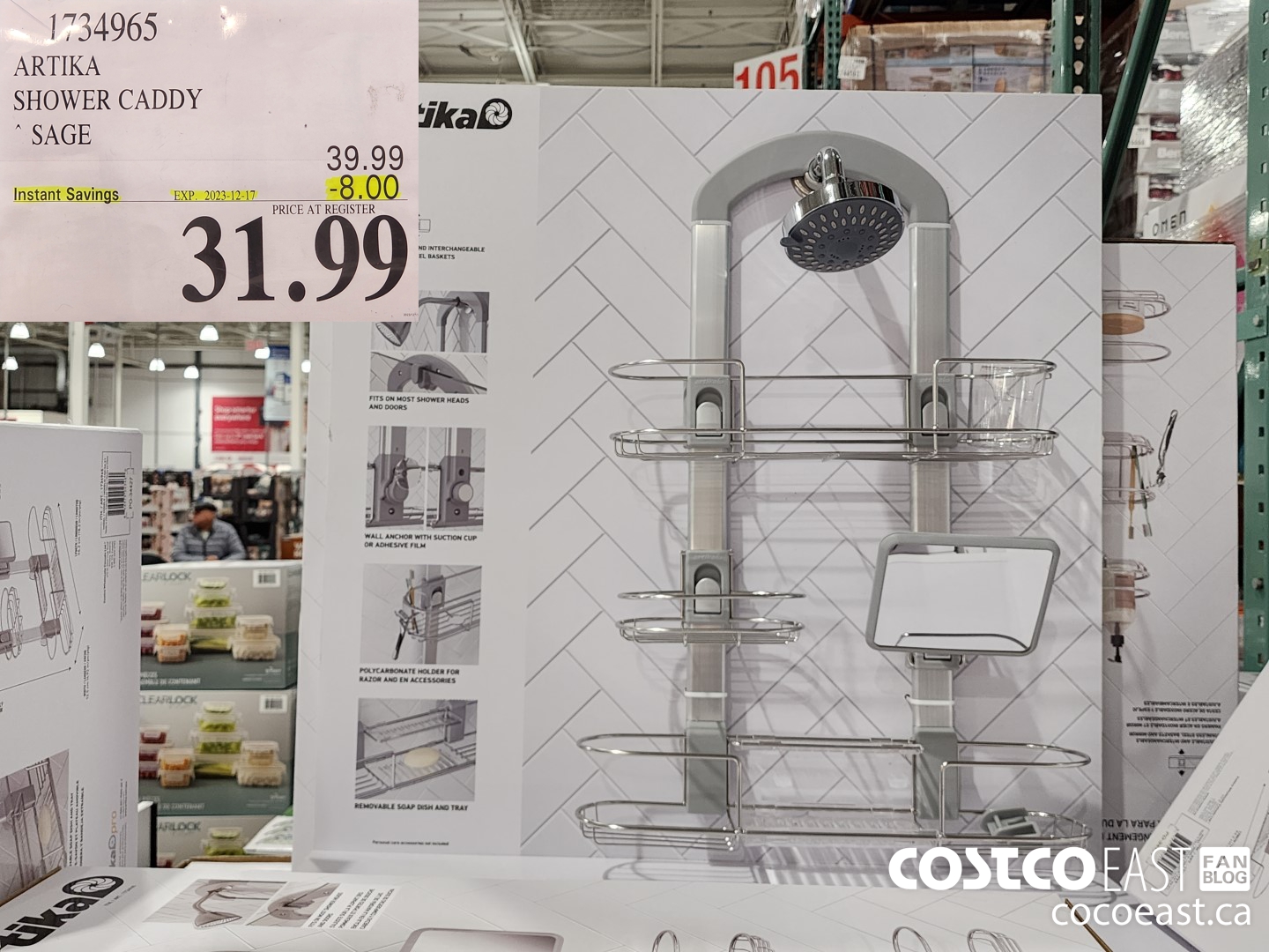 1734965 ARTIKA SHOWER CADDY SAGE ($8.00 INSTANT SAVINGS EXPIRES ON 2023-12-17) $31.99