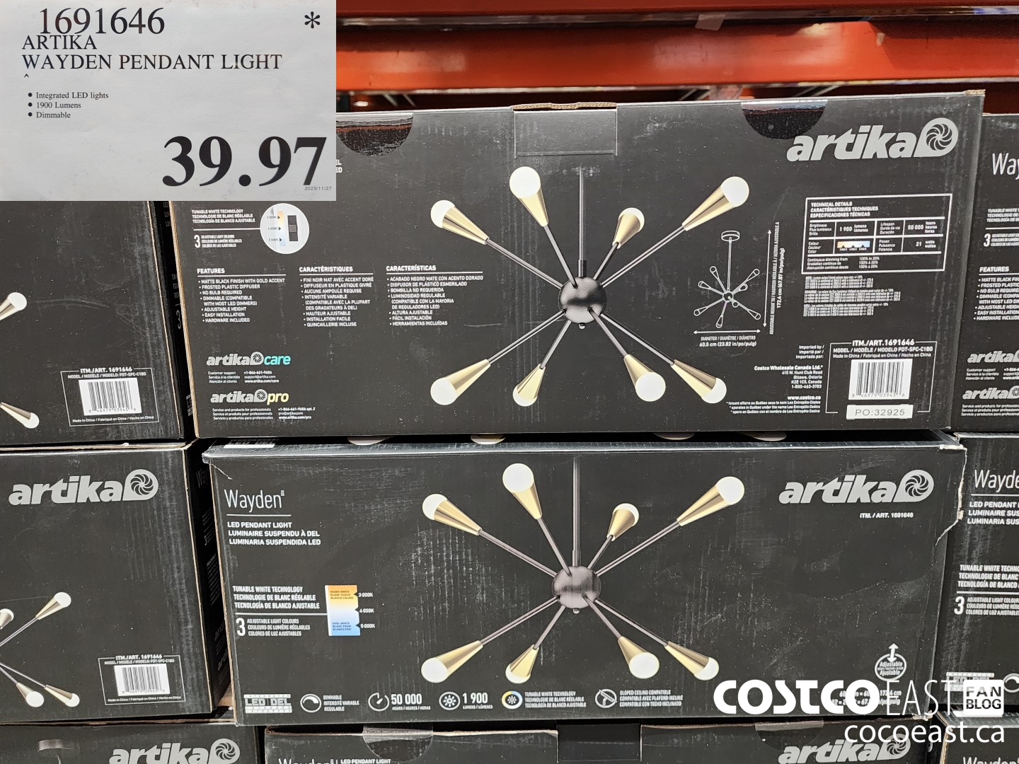 1691646 ARTIKA WAYDEN PENDANT LIGHT $39.97