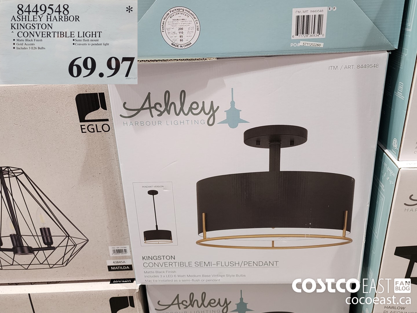 8449548 ASHLEY HARBOR KINGSTON CONVERTIBLE LIGHT $69.97