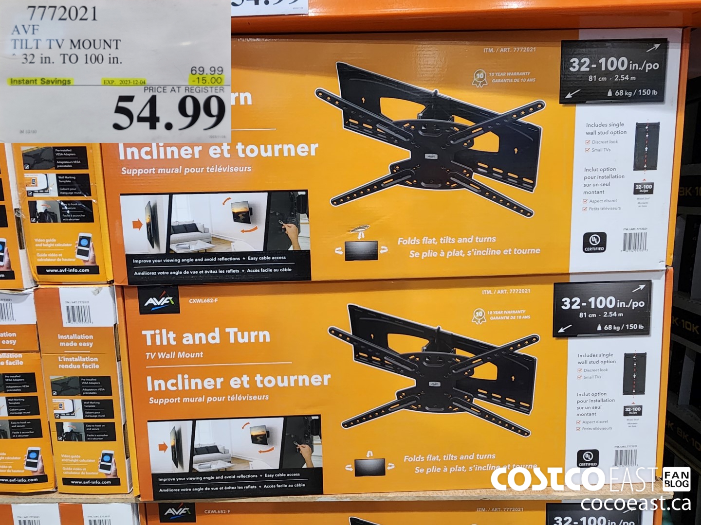 7772021 AVF TILT TV MOUNT 32 in. TO 100 in. ($15.00 INSTANT SAVINGS EXPIRES ON 2023-12-04) $54.99