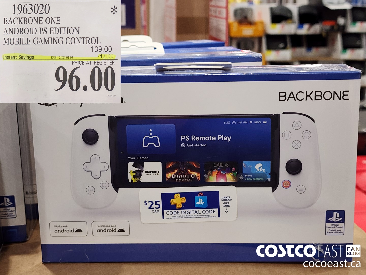 1963020 BACKBONE ONE ANDROID PS EDITION MOBILE GAMING CONTROL ($43.00 INSTANT SAVINGS EXPIRES ON 2024-01-03) $96.00