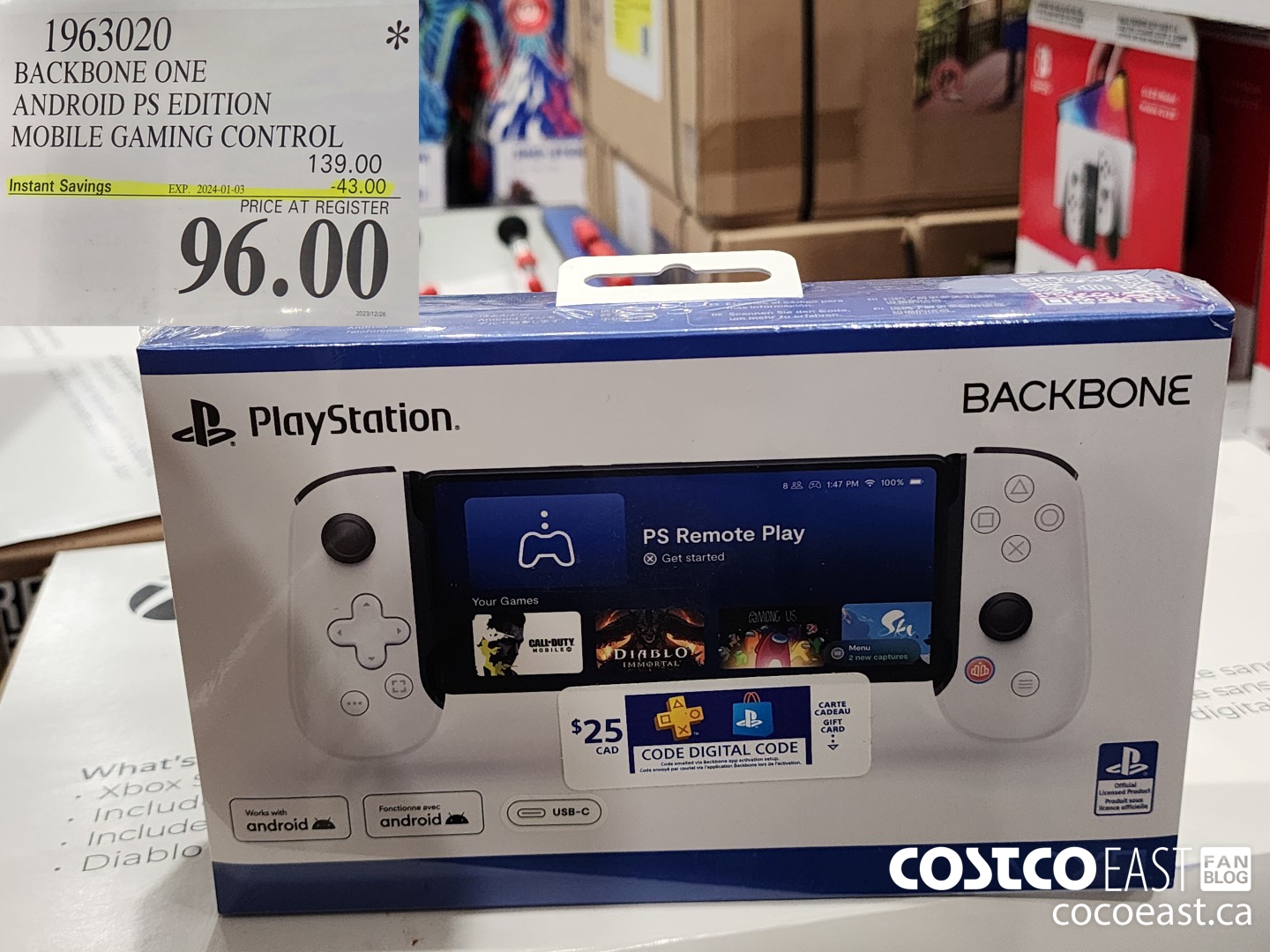 1963020 BACKBONE ONE ANDROID PS EDITION MOBILE GAMING CONTROL ($43.00 INSTANT SAVINGS EXPIRES ON 2024-01-03) $96.00