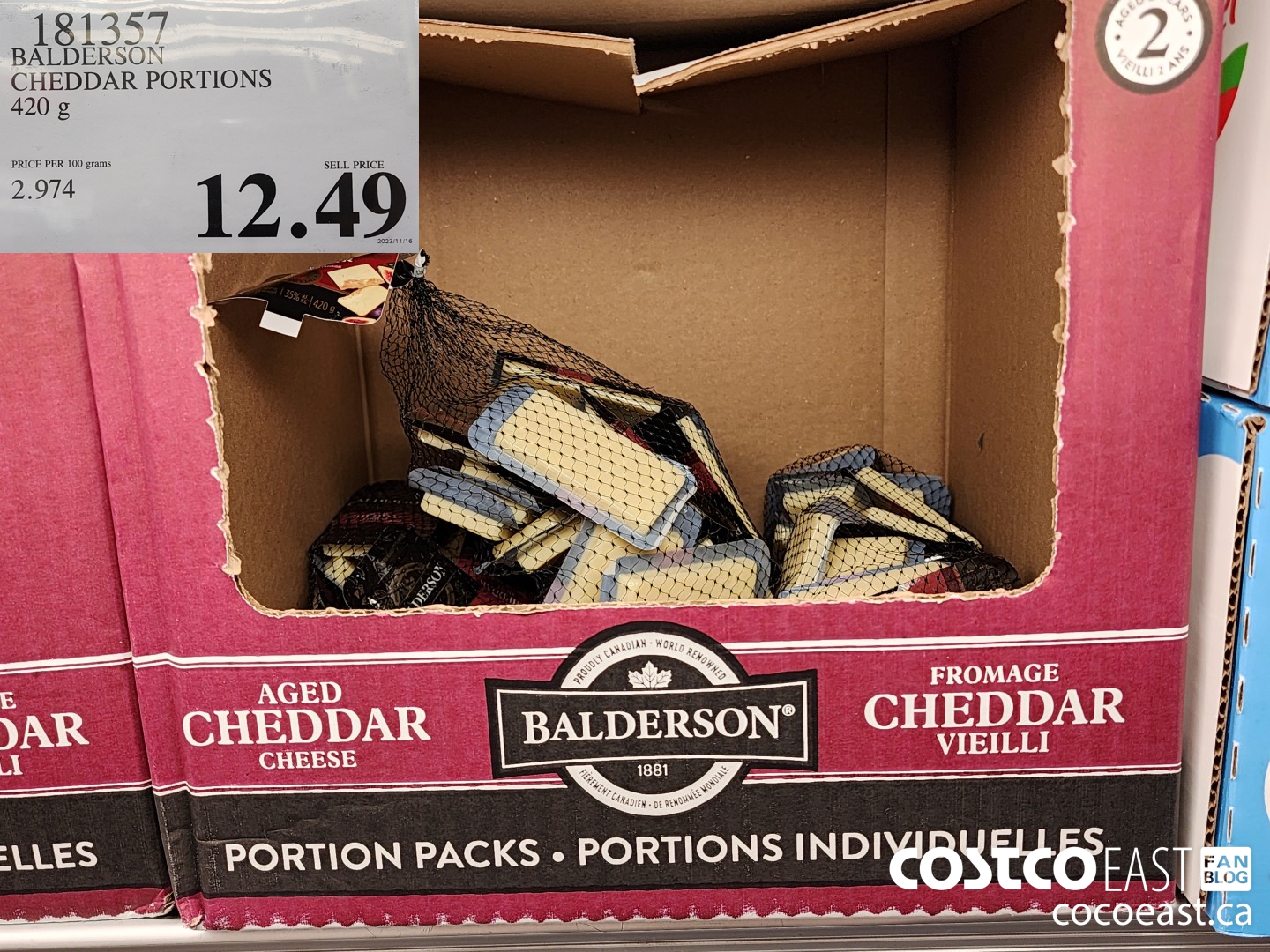 181357 BALDERSON CHEDDAR PORTIONS 420 G $12.49