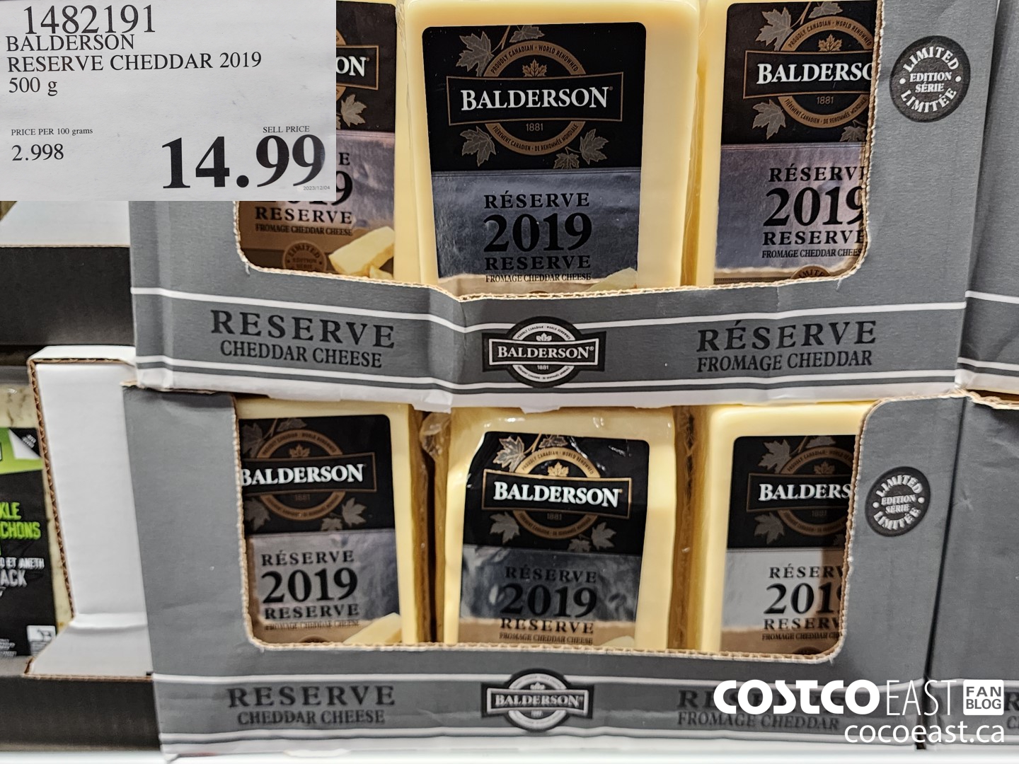1482191 BALDERSON RESERVE CHEDDAR 2019 500 G $14.99