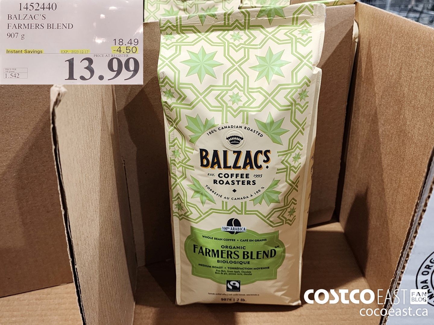 1452440 BALZAC'S COFFEE FARMERS BLEND 907g ($4.50 INSTANT SAVINGS EXPIRES ON 2023-12-17) $13.99