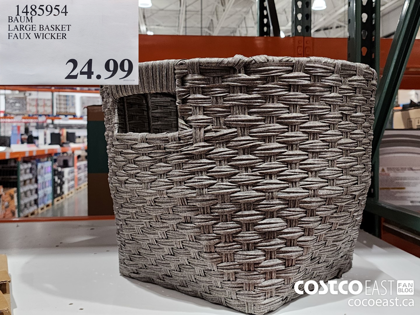 1485954 BAUM LARGE BASKET FAUX WICKER $24.99