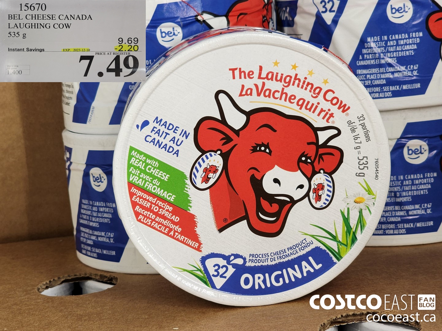 15670 BEL CHEESE CANADA LAUGHING COW 535 G ($2.20 INSTANT SAVINGS EXPIRES ON 2023-12-10) $7.49