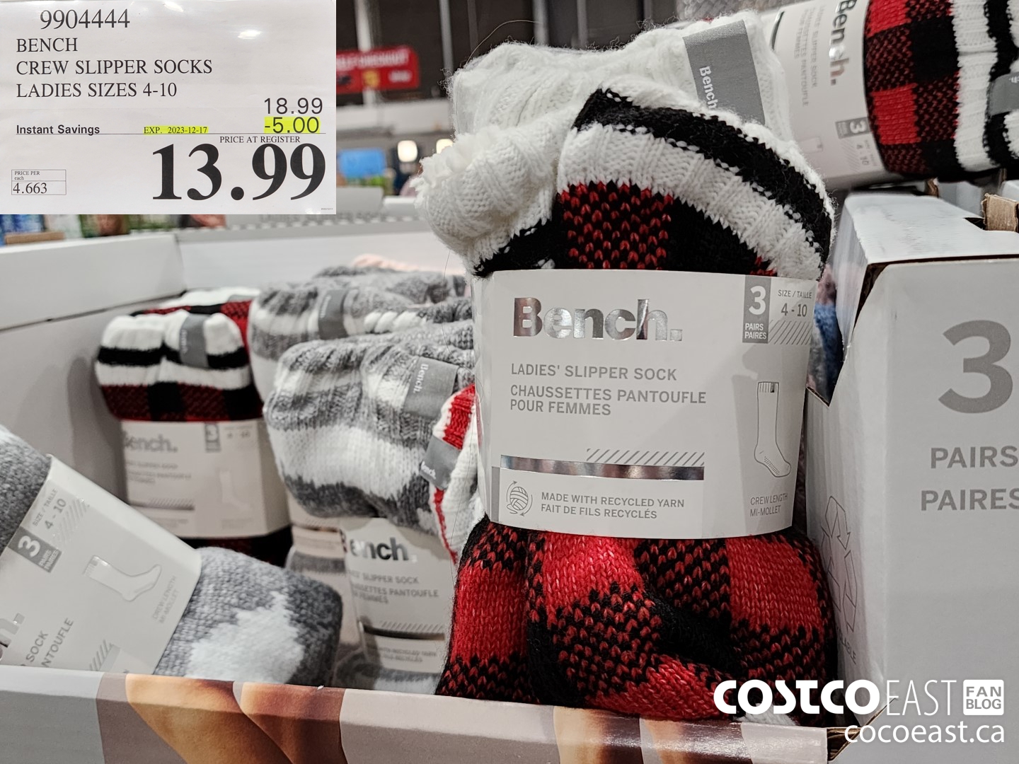 9904444 BENCH CREW SLIPPER SOCK 3PK LADIES SIZES 4-10 ($5.00 INSTANT SAVINGS EXPIRES ON 2023-12-17) $13.99