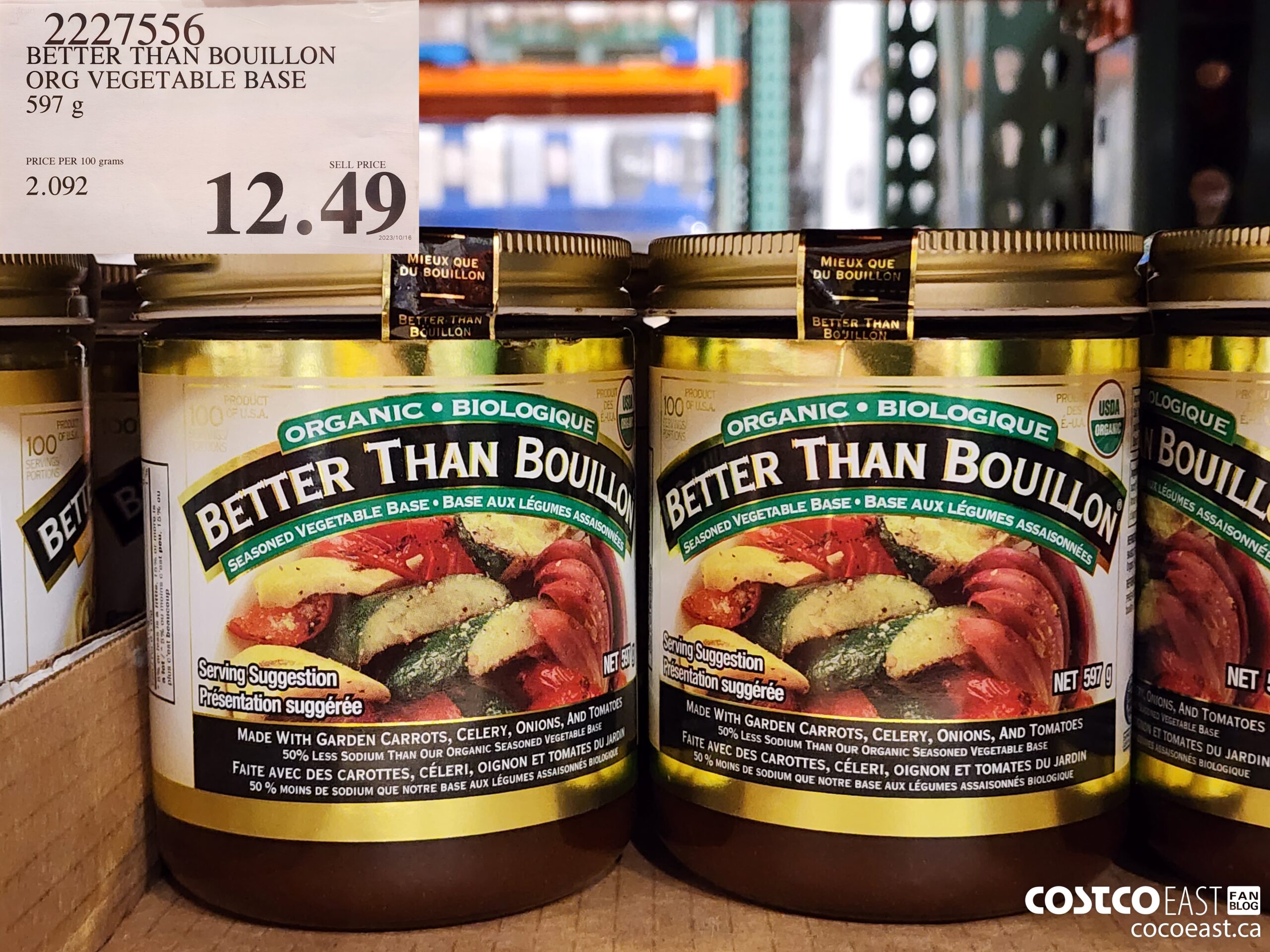 2227556 BETTER THAN BOUILLON ORG VEGETABLE BASE 597 g $12.49
