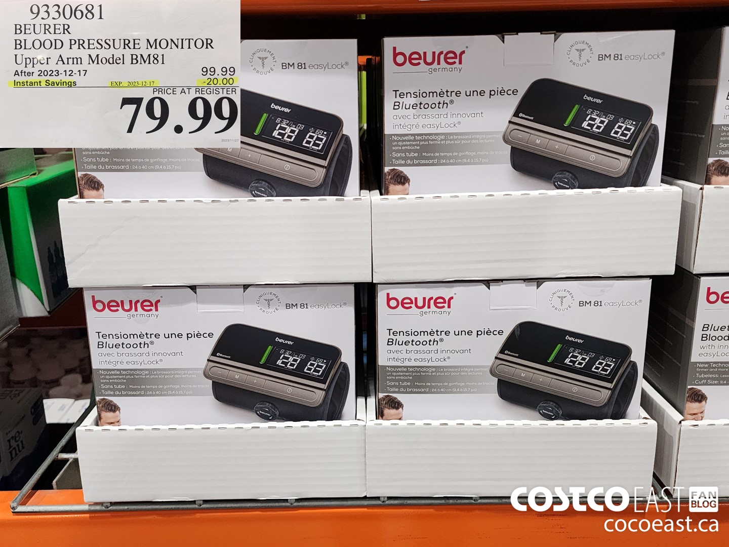 9330681 BEURER BLOOD PRESSURE MONITOR UPPER ARM MODEL BM81 ($20.00 INSTANT SAVINGS EXPIRES ON 2023-12-17) $79.99