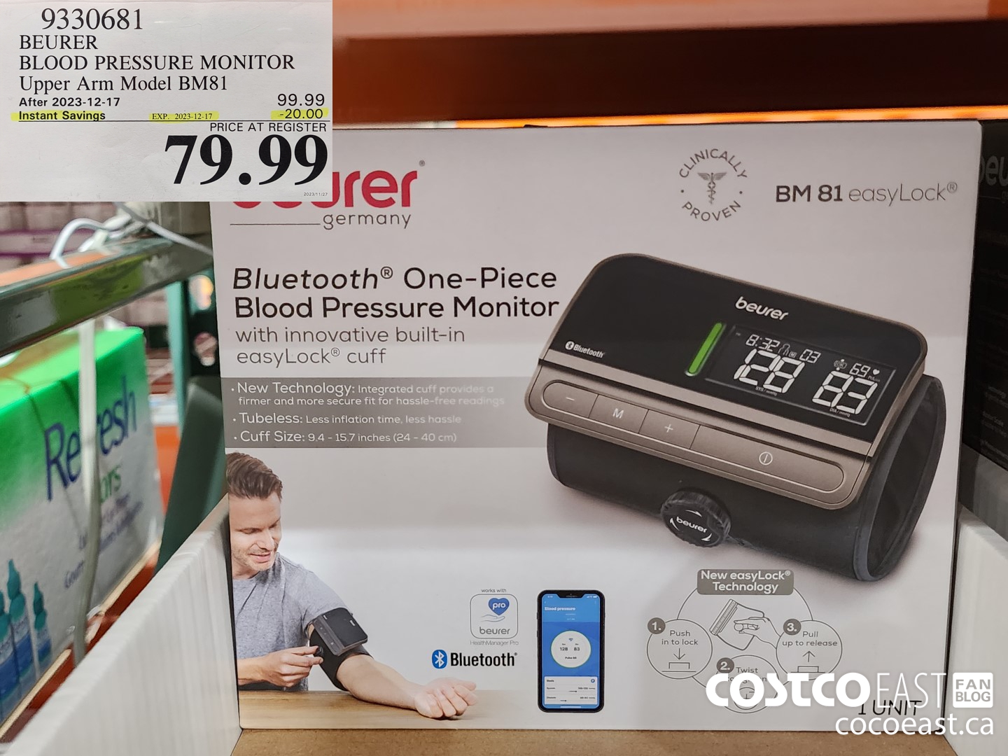 9330681 BEURER BLOOD PRESSURE MONITOR UPPER ARM MODEL BM81 ($20.00 INSTANT SAVINGS EXPIRES ON 2023-12-17) $79.99