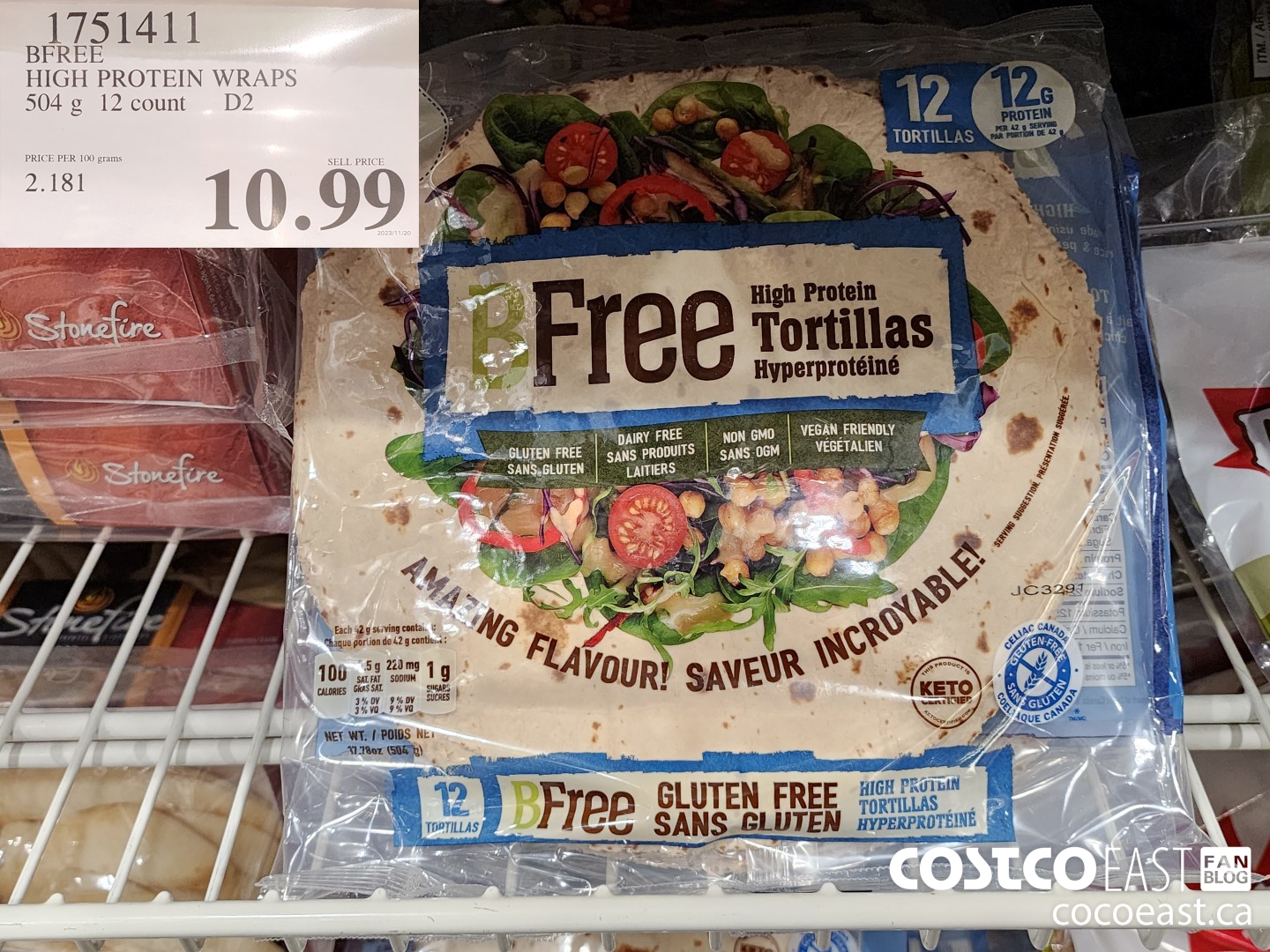 1751411 BFREE HIGH PROTEIN WRAPS 504 G 12 count $10.99