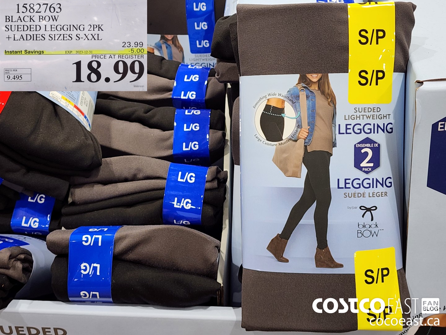 1582763 BLACK BOW SUEDED LEGGING 2PK +LADIES SIZES S-XXL ($5.00 INSTANT SAVINGS EXPIRES ON 2023-12-31) $18.99