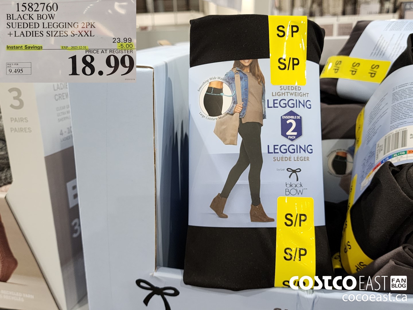 1582760 BLACK BOW SUEDED LEGGING 2PK + LADIES SIZES S-XXL ($5.00 INSTANT SAVINGS EXPIRES ON 2023-12-31) $18.99