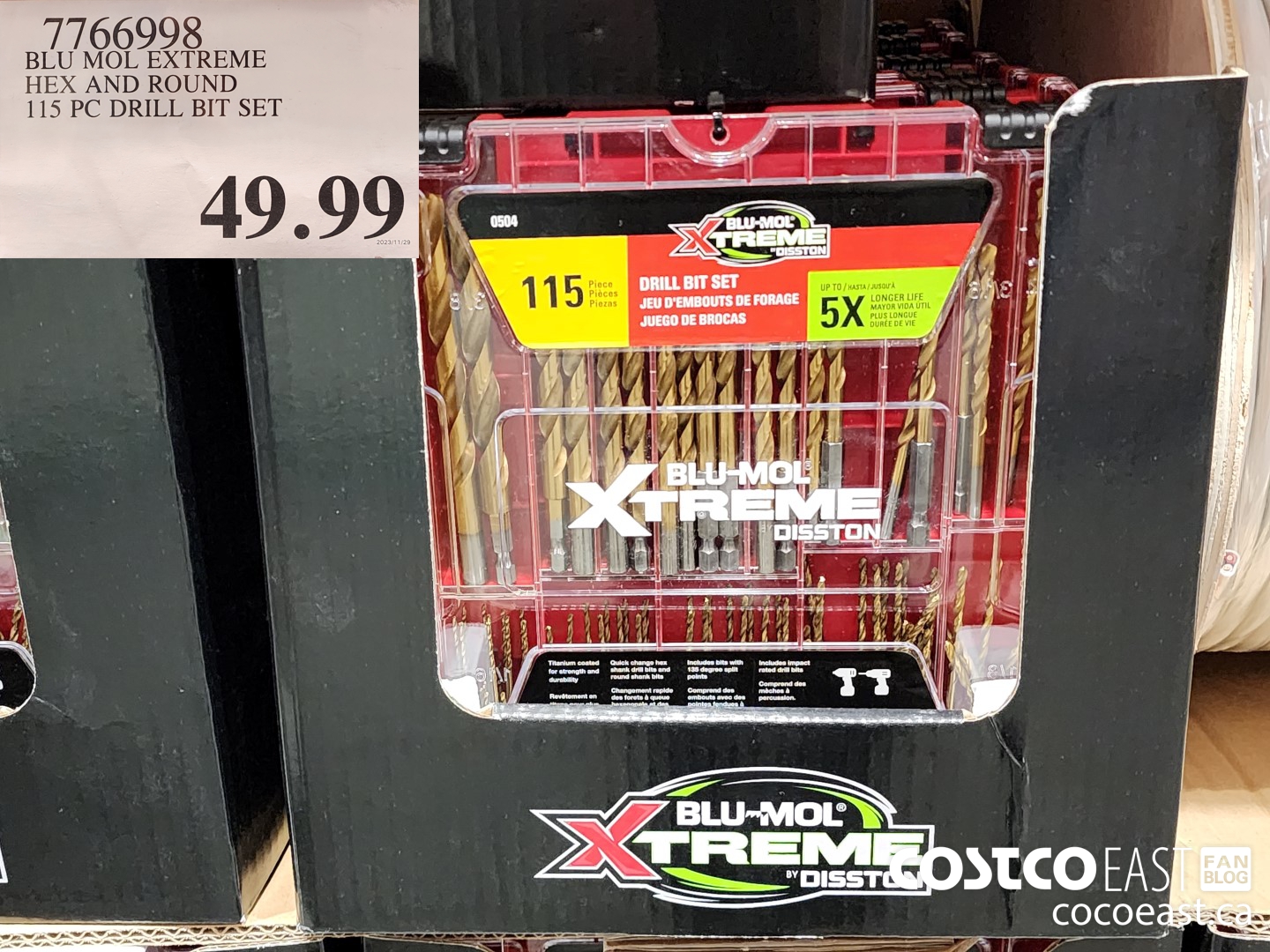 7766998 BLU MOL EXTREME HEX AND ROUND 115 PC DRILL BIT SET $49.99