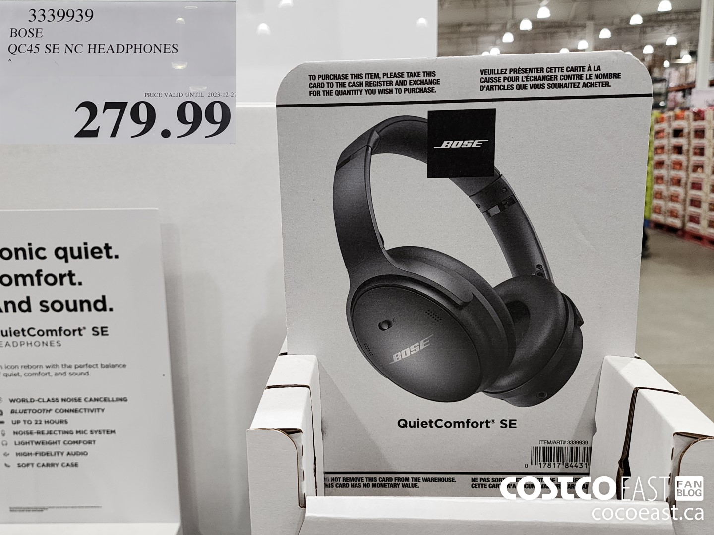 3339939 BOSE QC45 SE NC HEADPHONES $279.99