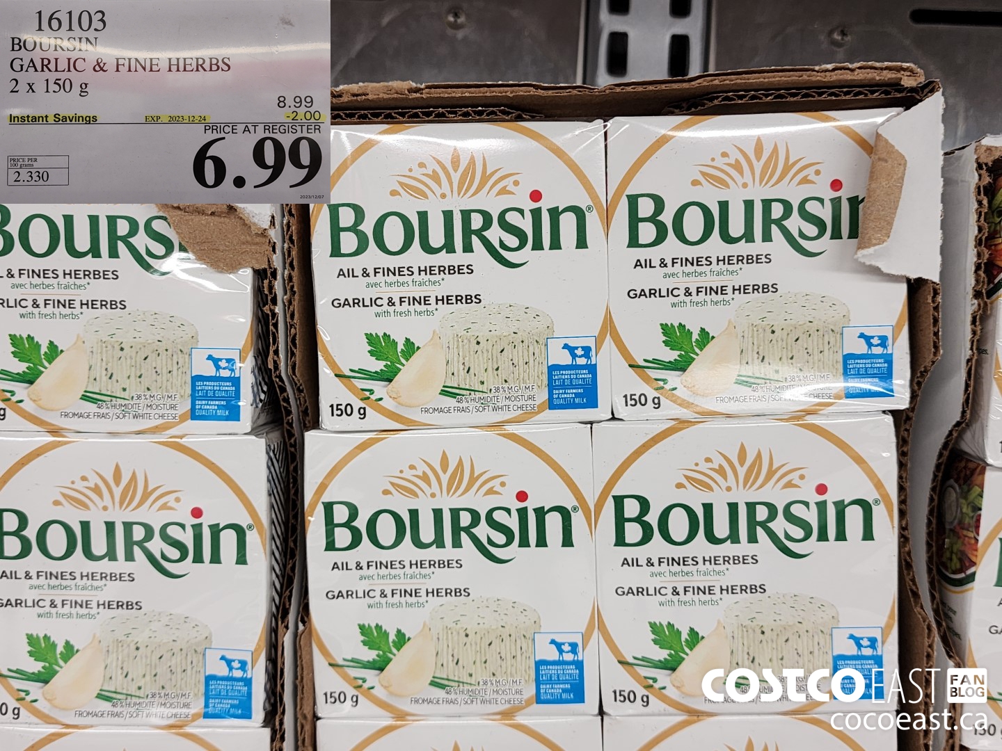 16103 BOURSIN GARLIC & FINE HERBS 2 X 150 G ($2.00 INSTANT SAVINGS EXPIRES ON 2023-12-24) $6.99