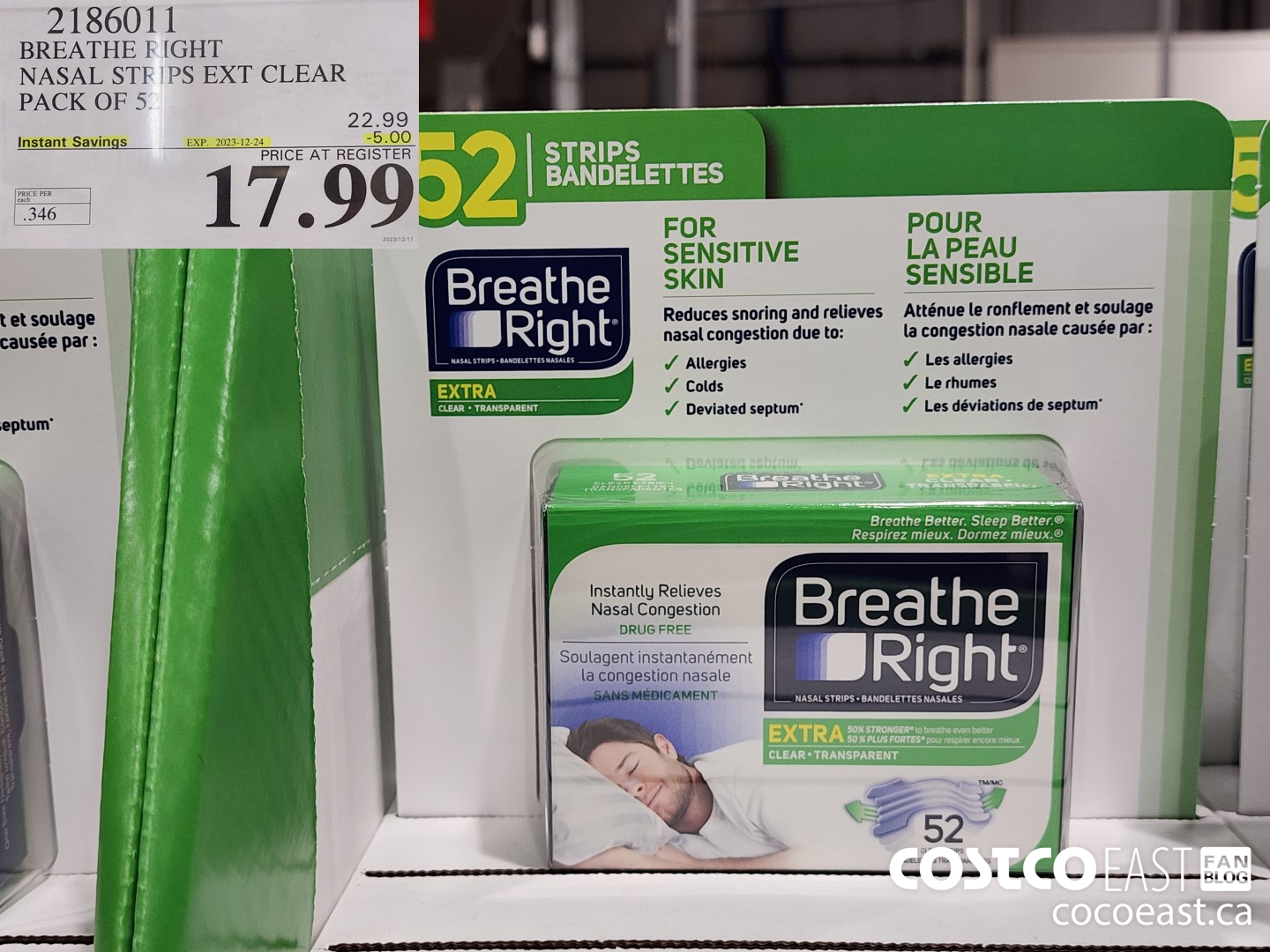 2186011 BREATHE RIGHT NASAL STRIPS EXT CLEAR PACK OF 52 ($5.00 INSTANT SAVINGS EXPIRES ON 2023-12-24) $17.99