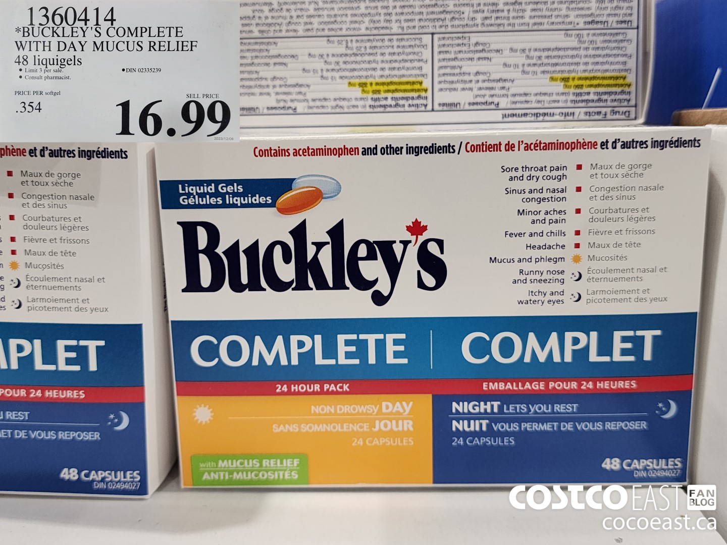 1360414 BUCKLEY'S COMPLETE WITH DAY MUCUS RELIEF 48 LIQUIGELS $16.99