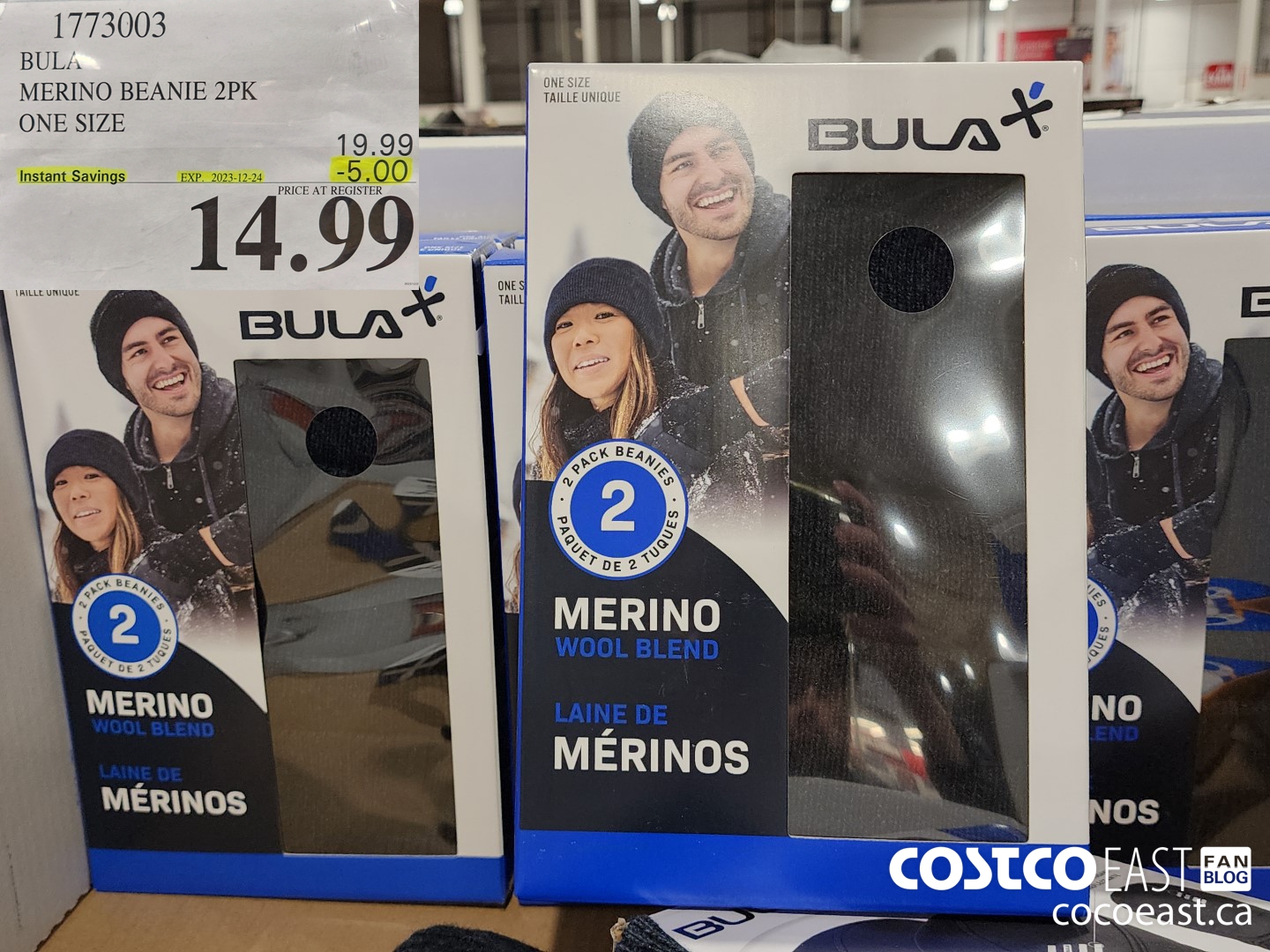 1773003 BULA MERINO BLEND BEANIE 2PK ONE SIZE ($5.00 INSTANT SAVINGS EXPIRES ON 2023-12-24) $14.99