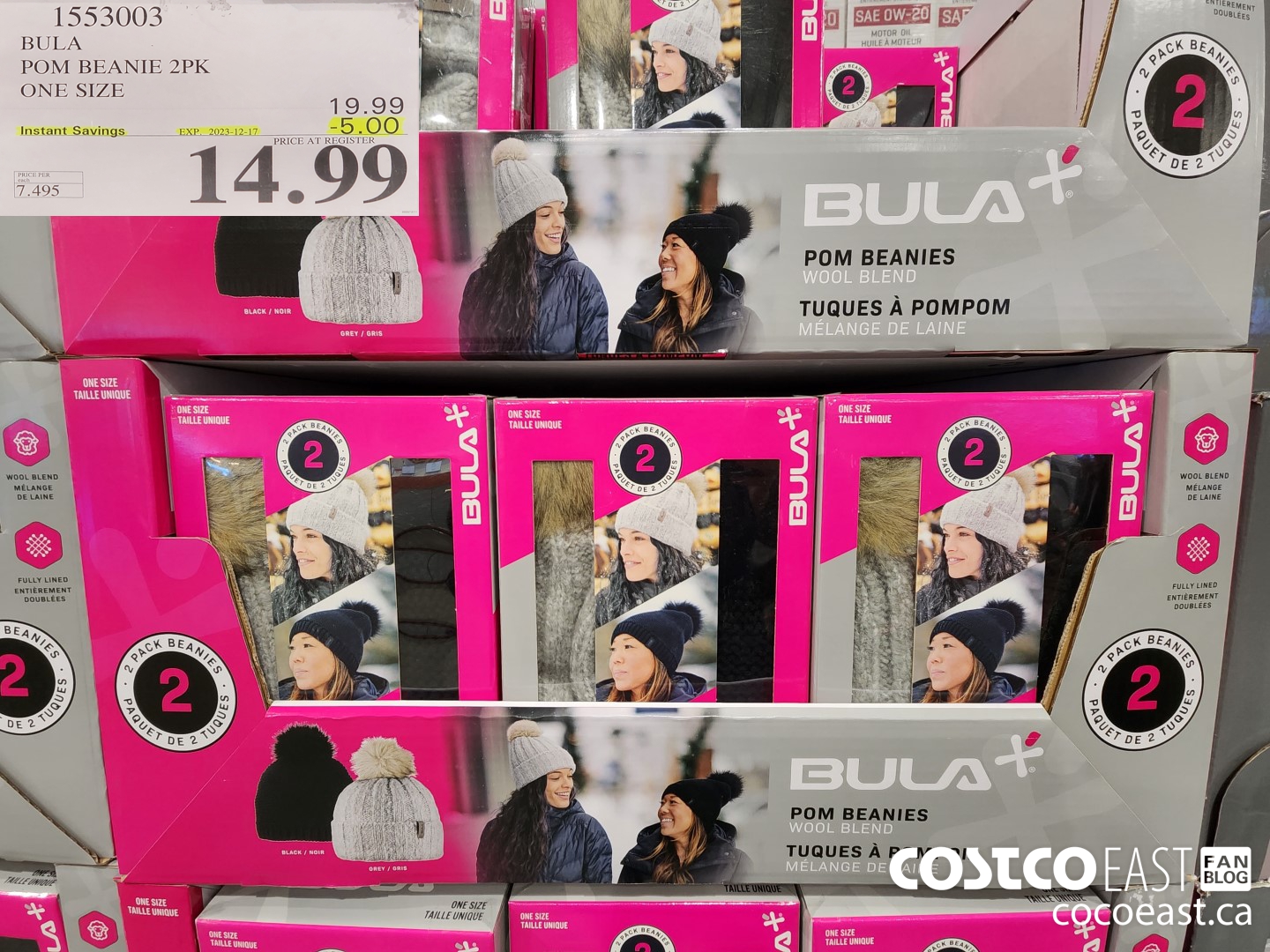 1553003 BULA POM BEANIE 2PK ONE SIZE ($5.00 INSTANT SAVINGS EXPIRES ON 2023-12-17) $14.99