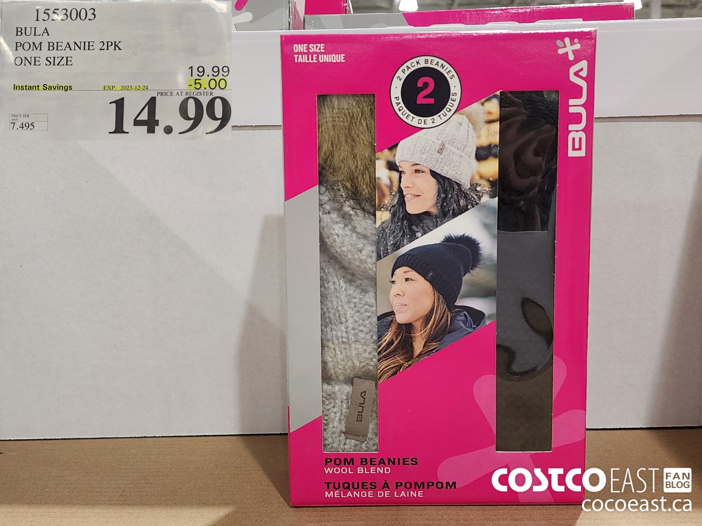 1553003 BULA POM BEANIE 2PK ONE SIZE ($5.00 INSTANT SAVINGS EXPIRES ON 2023-12-24) $14.99