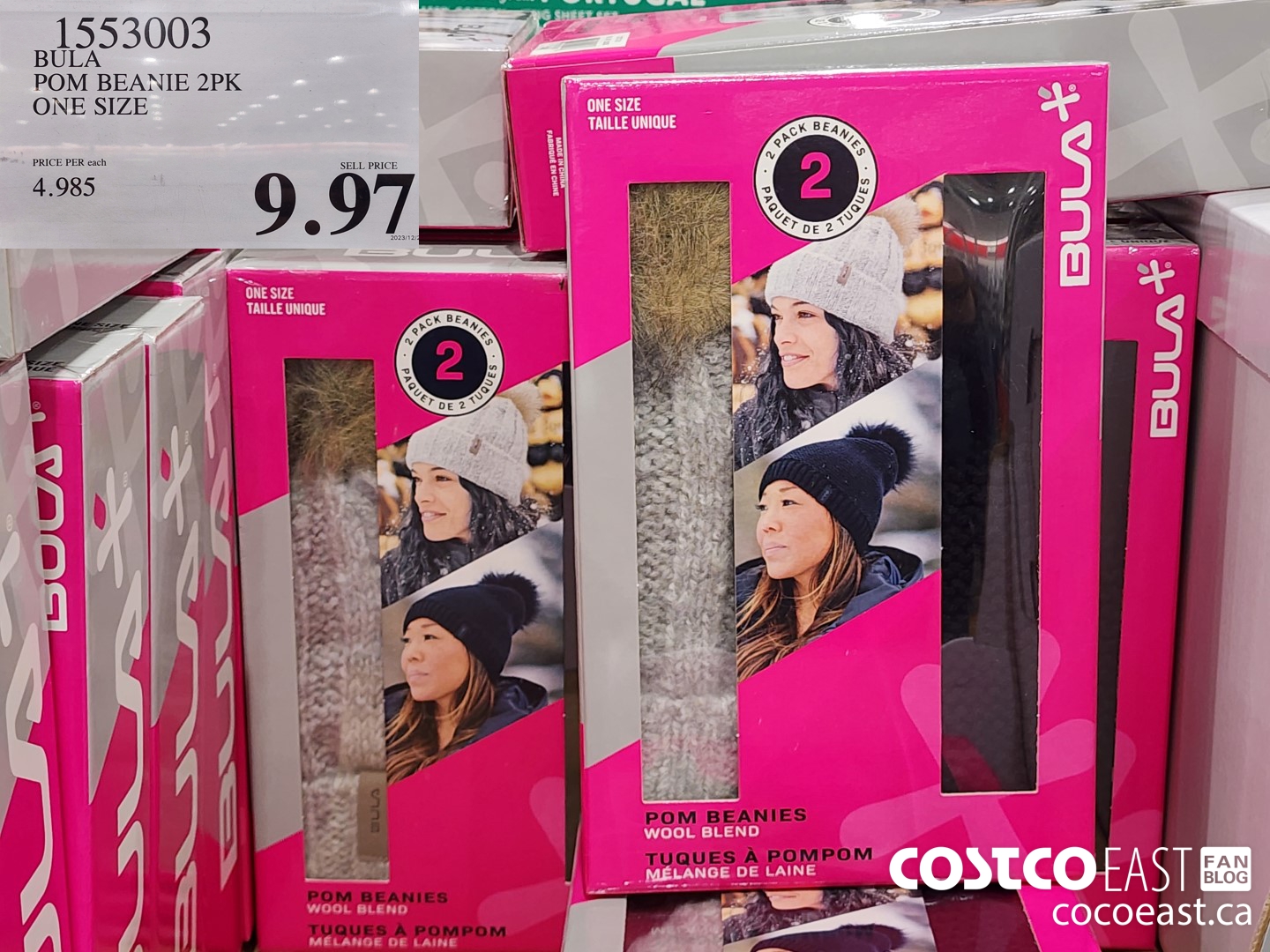 1553003 BULA POM BEANIE 2PK ONE SIZE $9.97