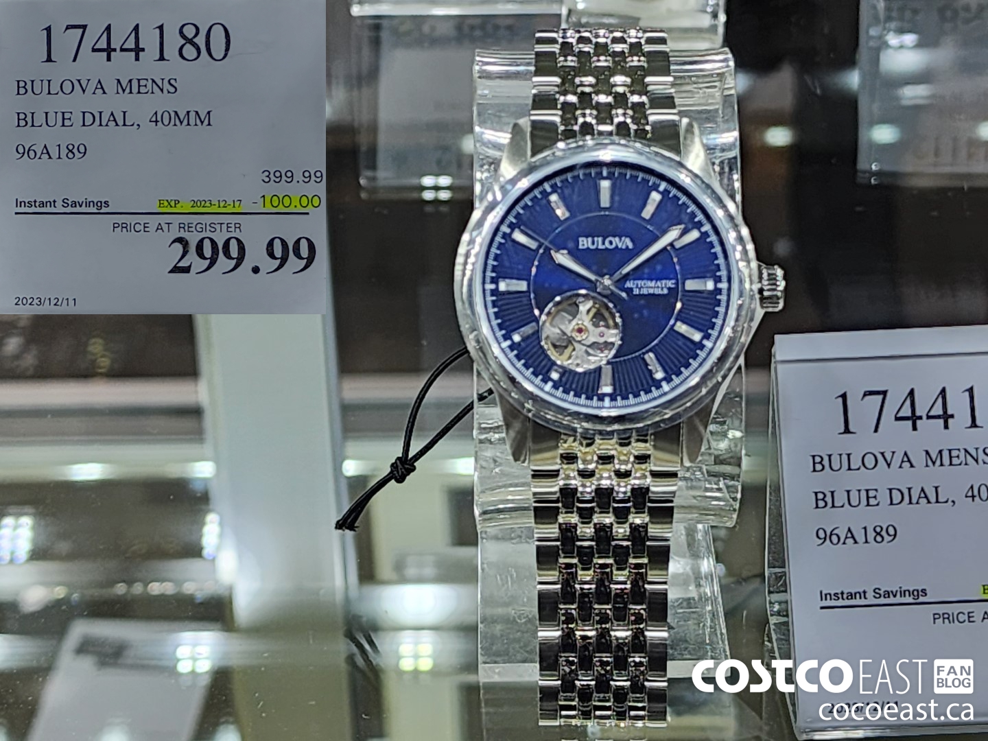 1744180 BULOVA MENS BLUE DIAL, 40MM 96A189 ($100.00 INSTANT SAVINGS EXPIRES ON 2023-12-17) $299.99