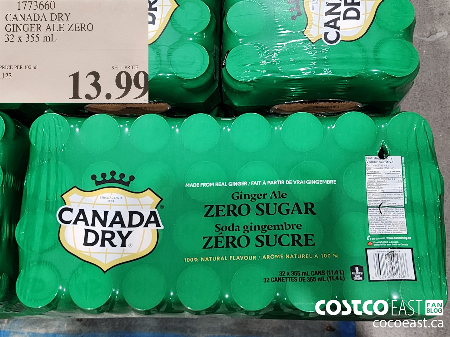 1773660 CANADA DRY GINGER ALE ZERO 32 X 355 MUL $13.99