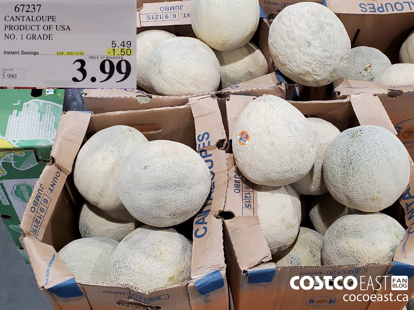 67237 CANTALOUPE PRODUCT OF USA NO. 1 GRADE ($1.50 INSTANT SAVINGS EXPIRES ON 2023-10-05) $3.99
