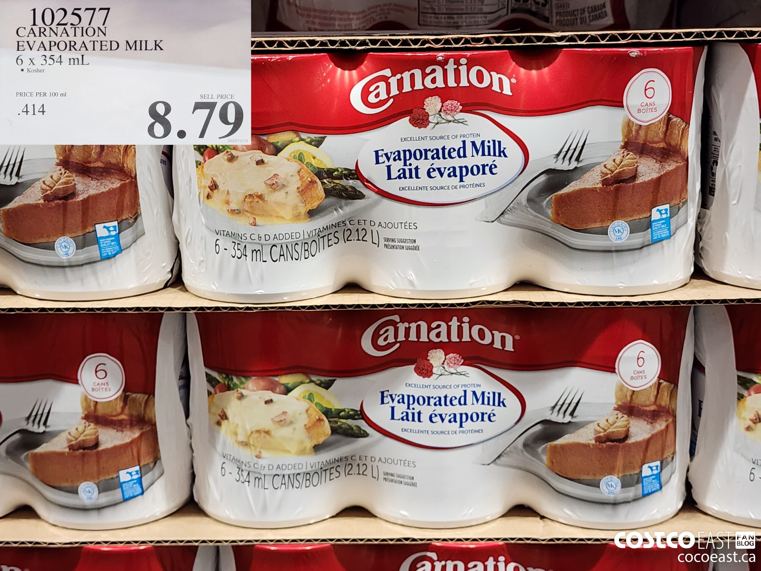 102577 CARNATION EVAPORATED MILK 6 x 354 mL $8.79