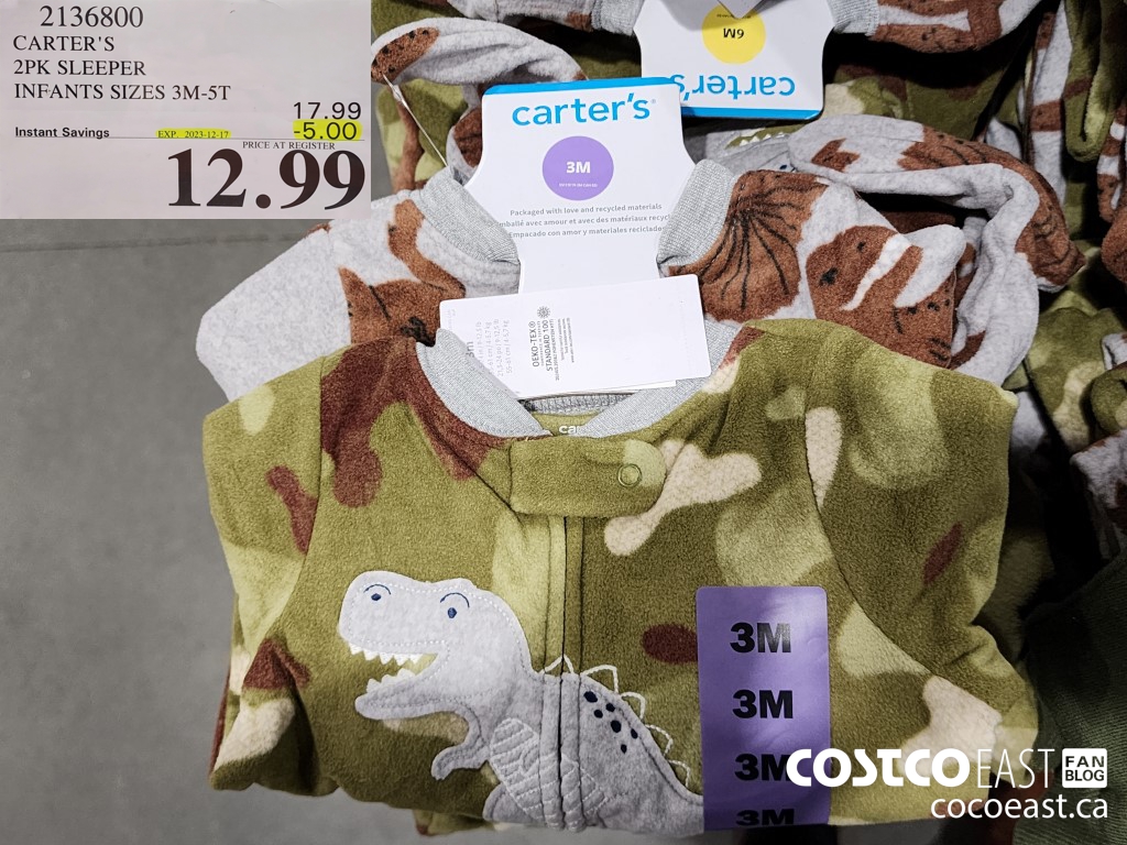 2136800 CARTER'S 2PK SLEEPER INFANTS SIZES 3M-5T ($5.00 INSTANT SAVINGS EXPIRES ON 2023-12-17) $12.99