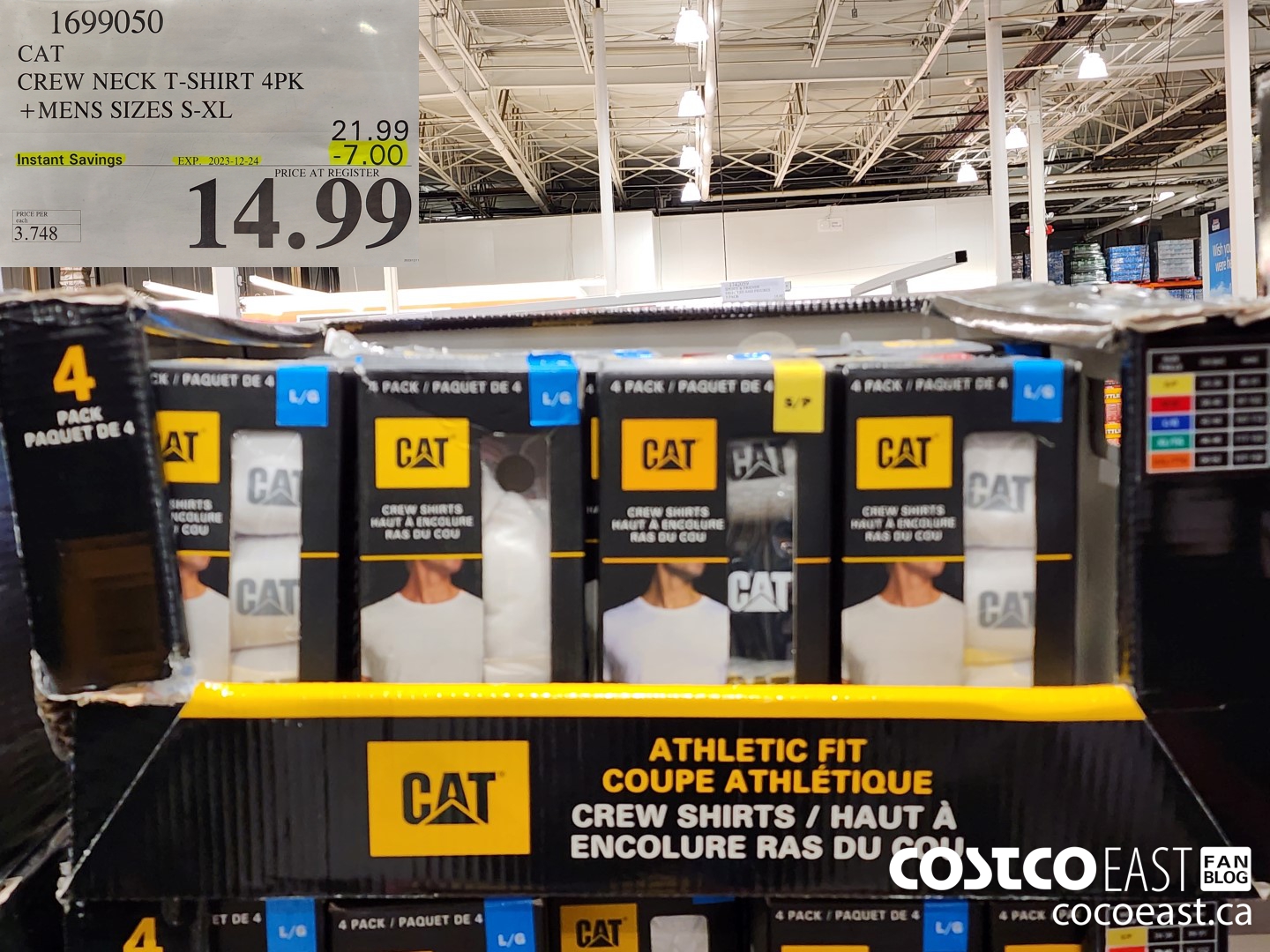 1699050 CAT CREW NECK T-SHIRT 4PK +MENS SIZES S-XL 2023-12-1=24 ($7.00 INSTANT SAVINGS) $14.99