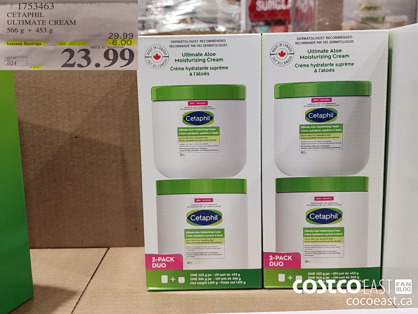 1753463 CETAPHIL ULTIMATE CREAM 566 g + 453 G ($6.00 INSTANT SAVINGS EXPIRES ON 2023-12-17) $23.99